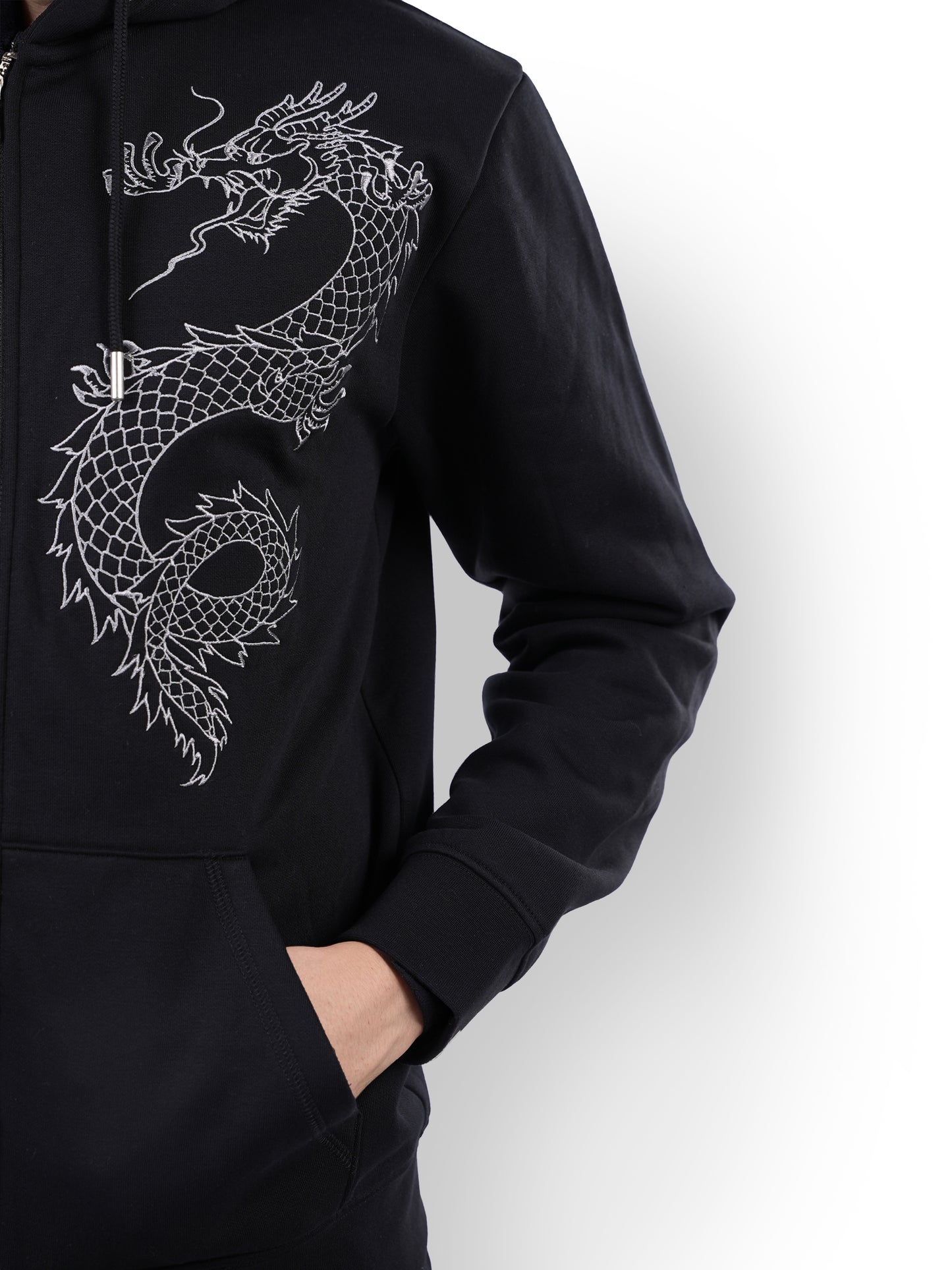 Celio* Embroidered Regular Fit Cotton Black Sweatshirt