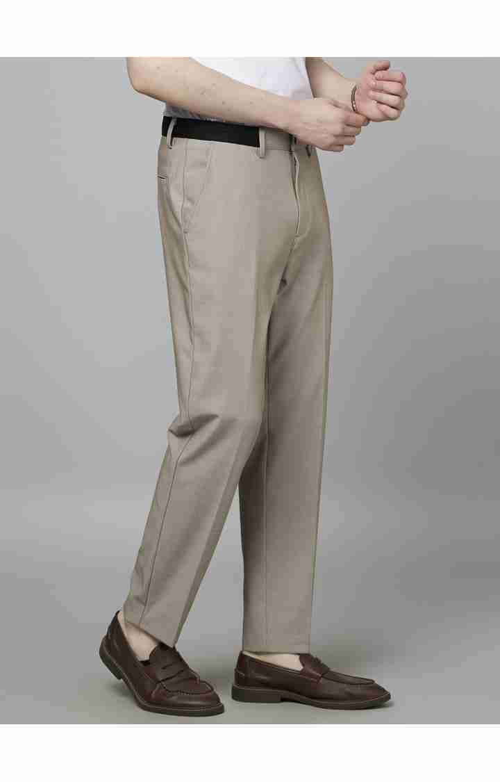 Celio* Workwear Poly-Blend Slim Fit Beige Trouser