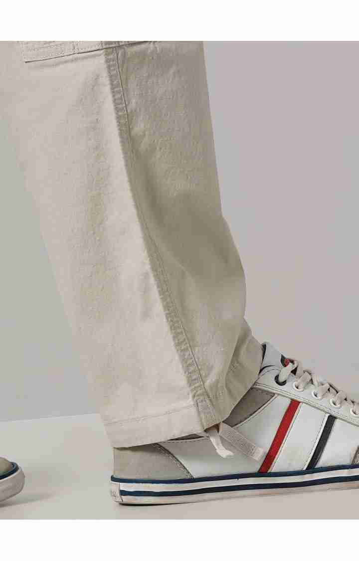 Celio* Cotton Regular Fit Beige Trouser