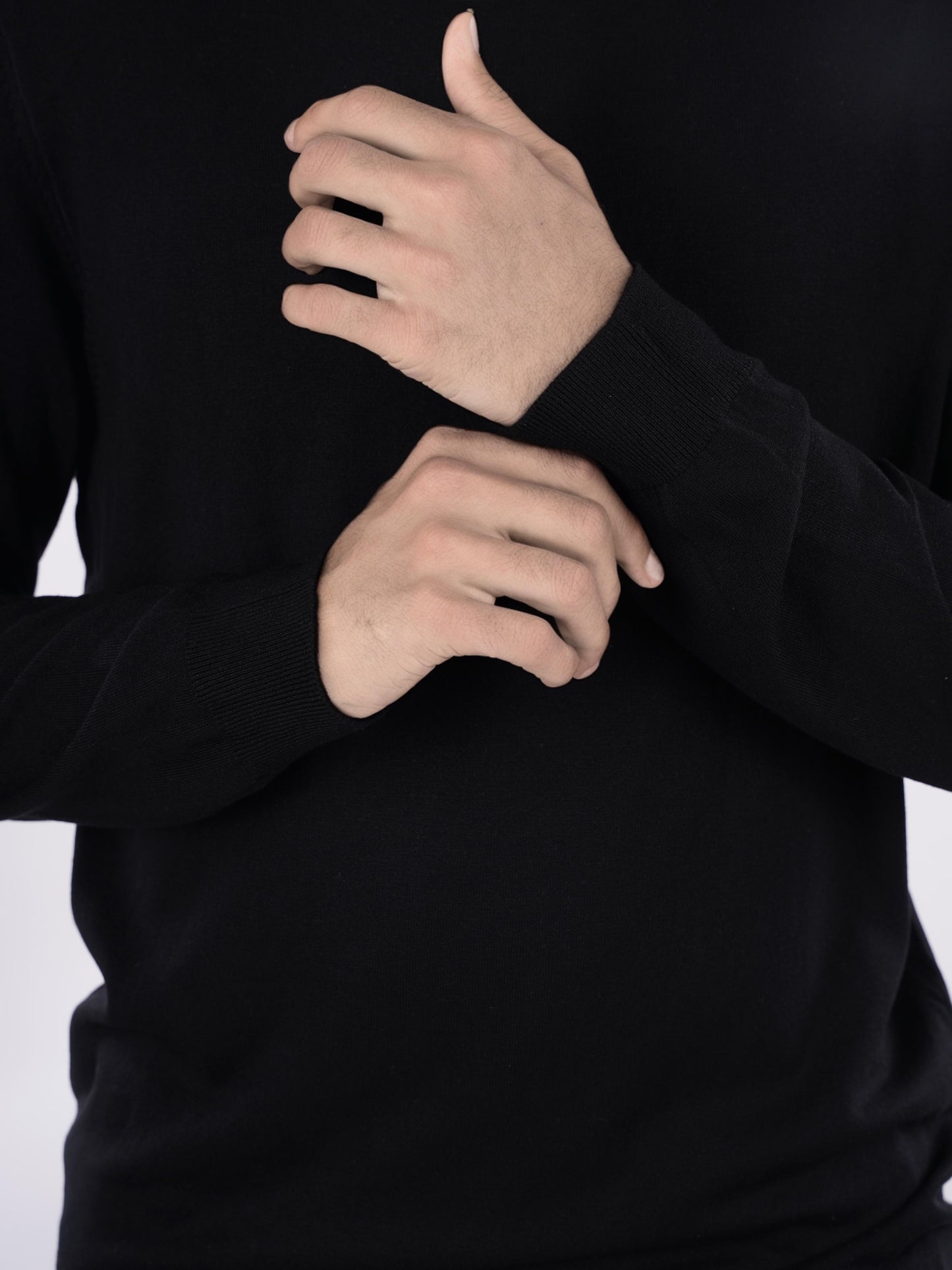 Celio* Solid Regular Fit Viscose Black Sweater