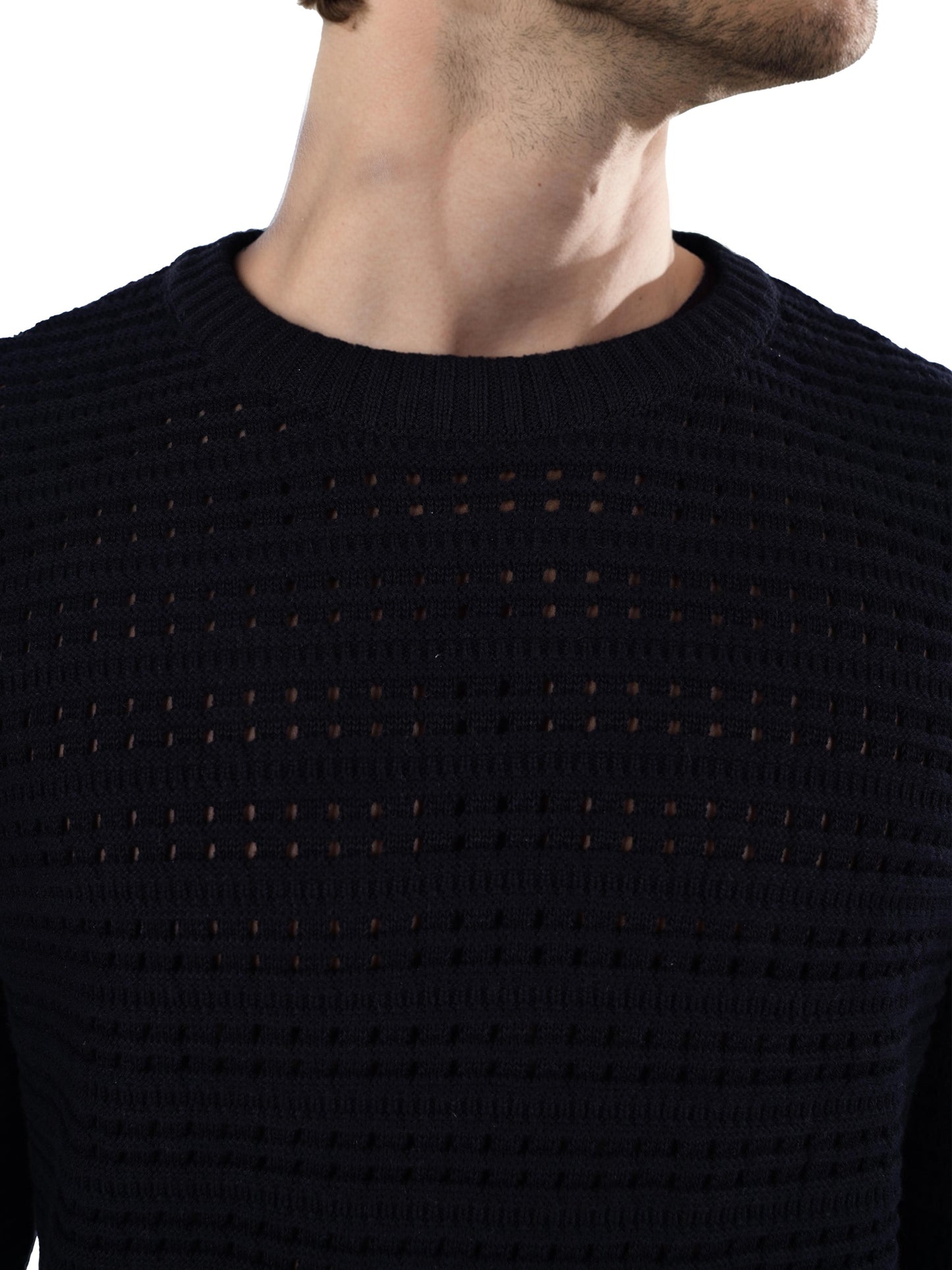 Celio* Solid Regular Fit Cotton Black Sweater