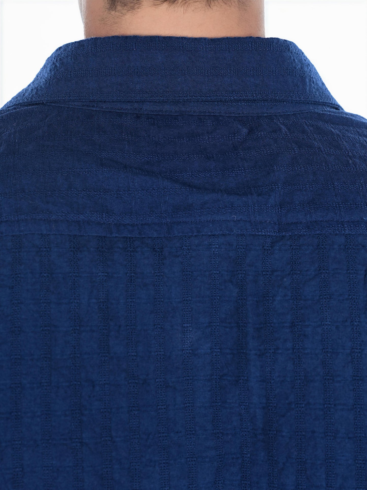 Celio* Embroidered Regular Fit Cotton Blue Shirt