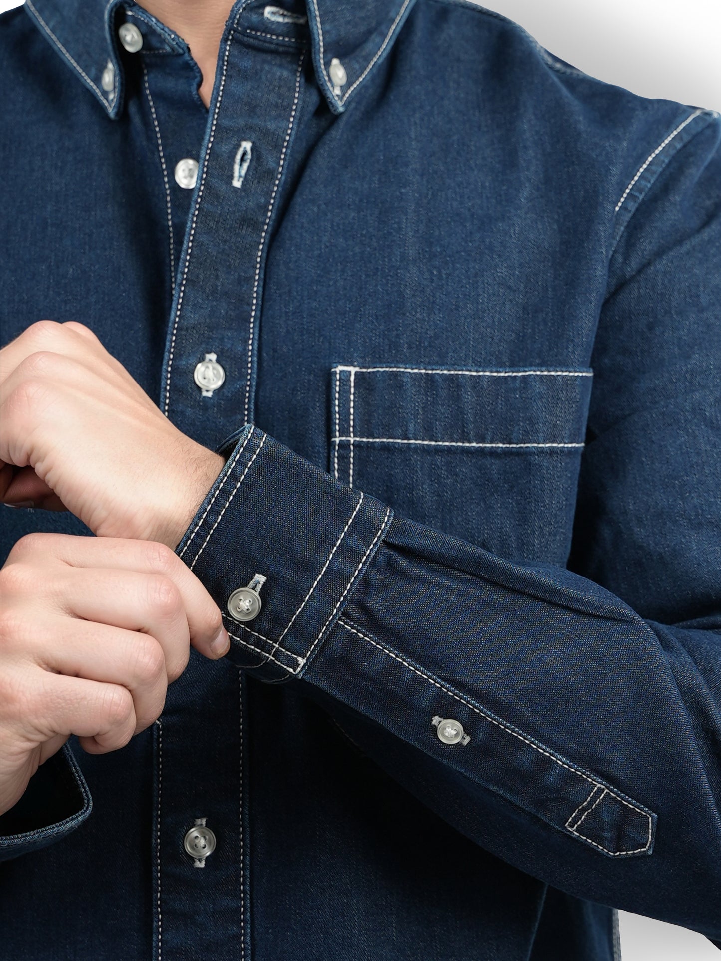 Celio* Solid Regular Fit Cotton Blue Shirt