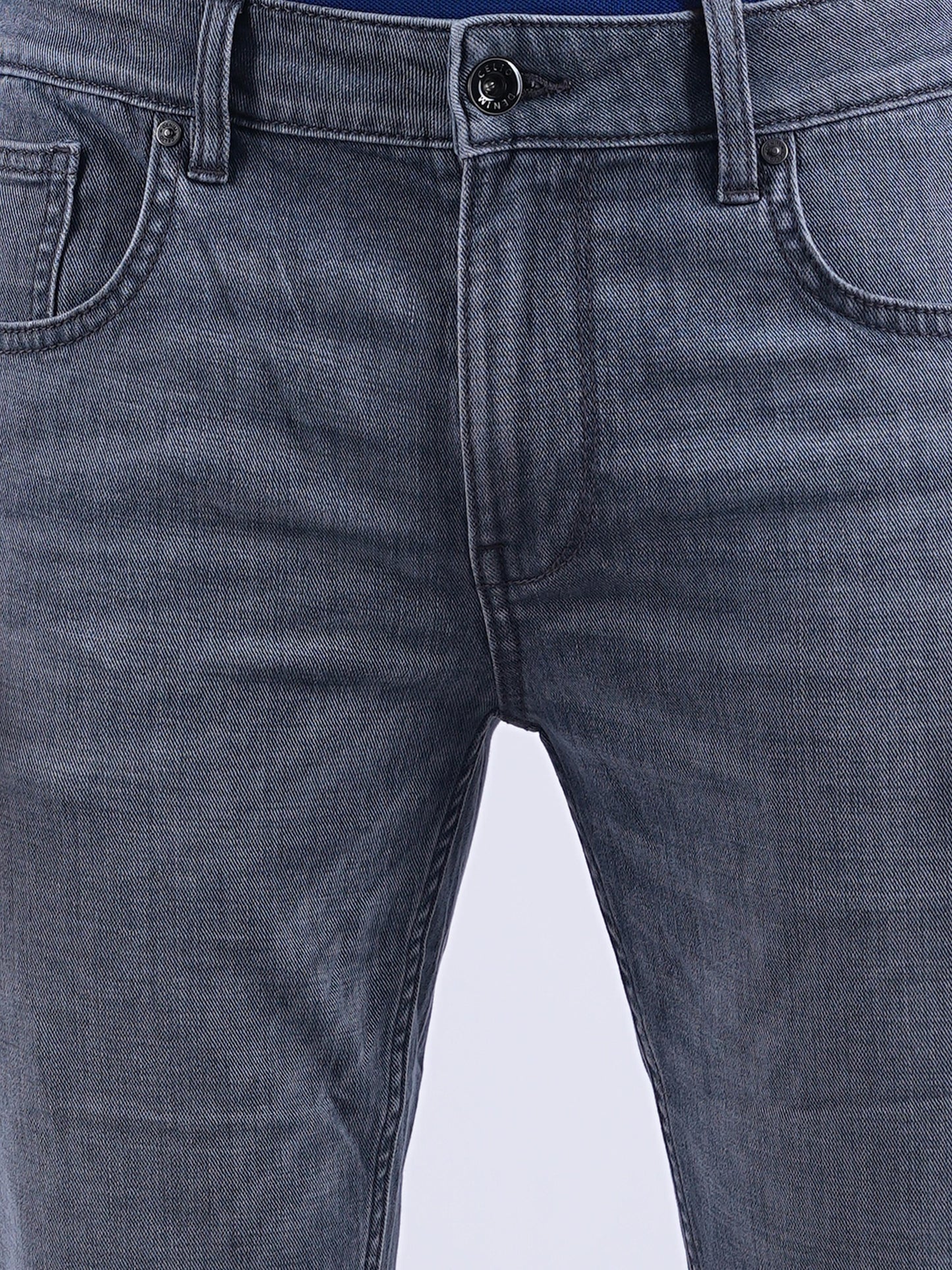 Celio* Cotton Straight Slim Fit Grey Jean