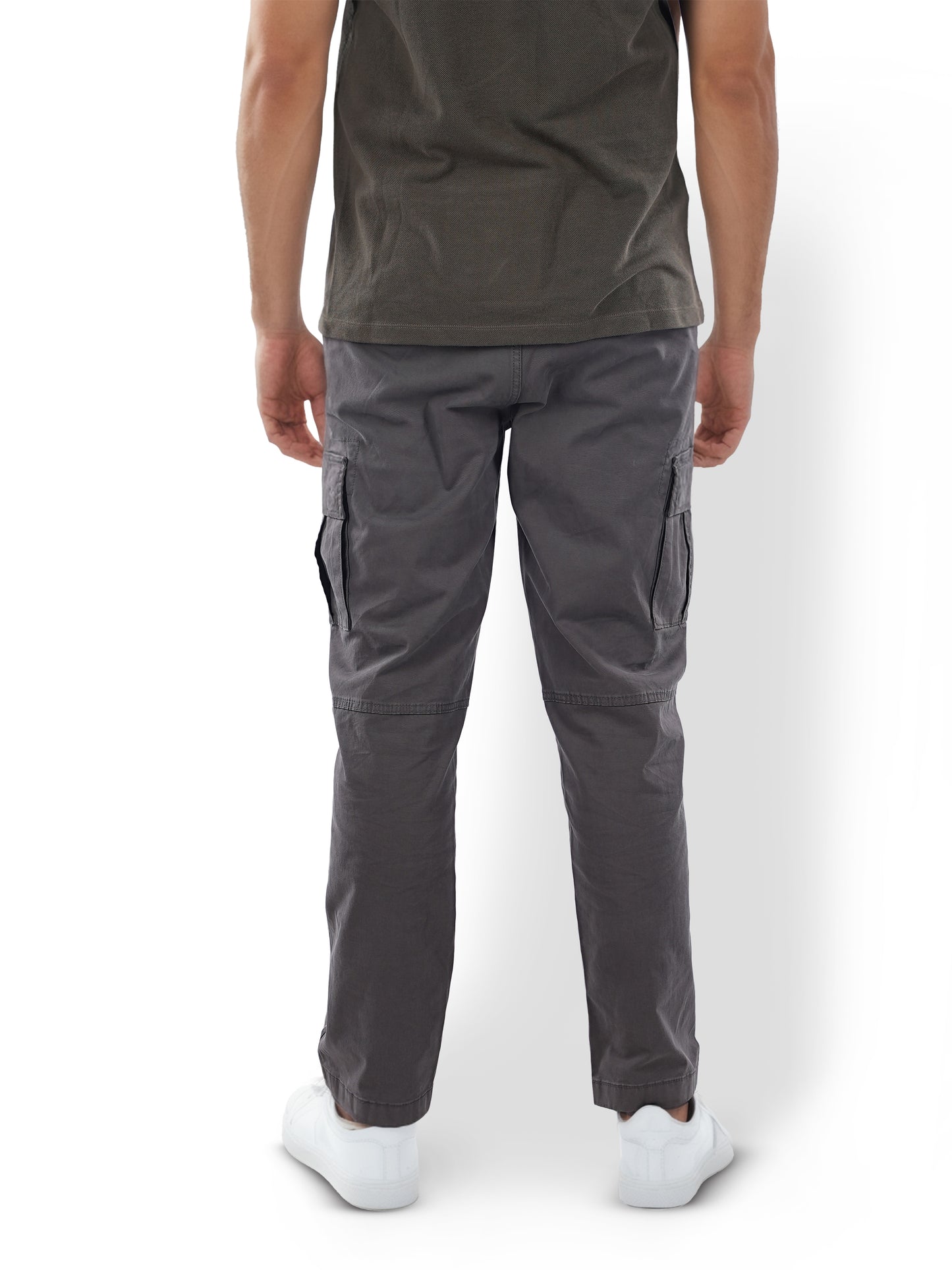 Celio* Cotton-Blend Straight Fit Grey Trousers