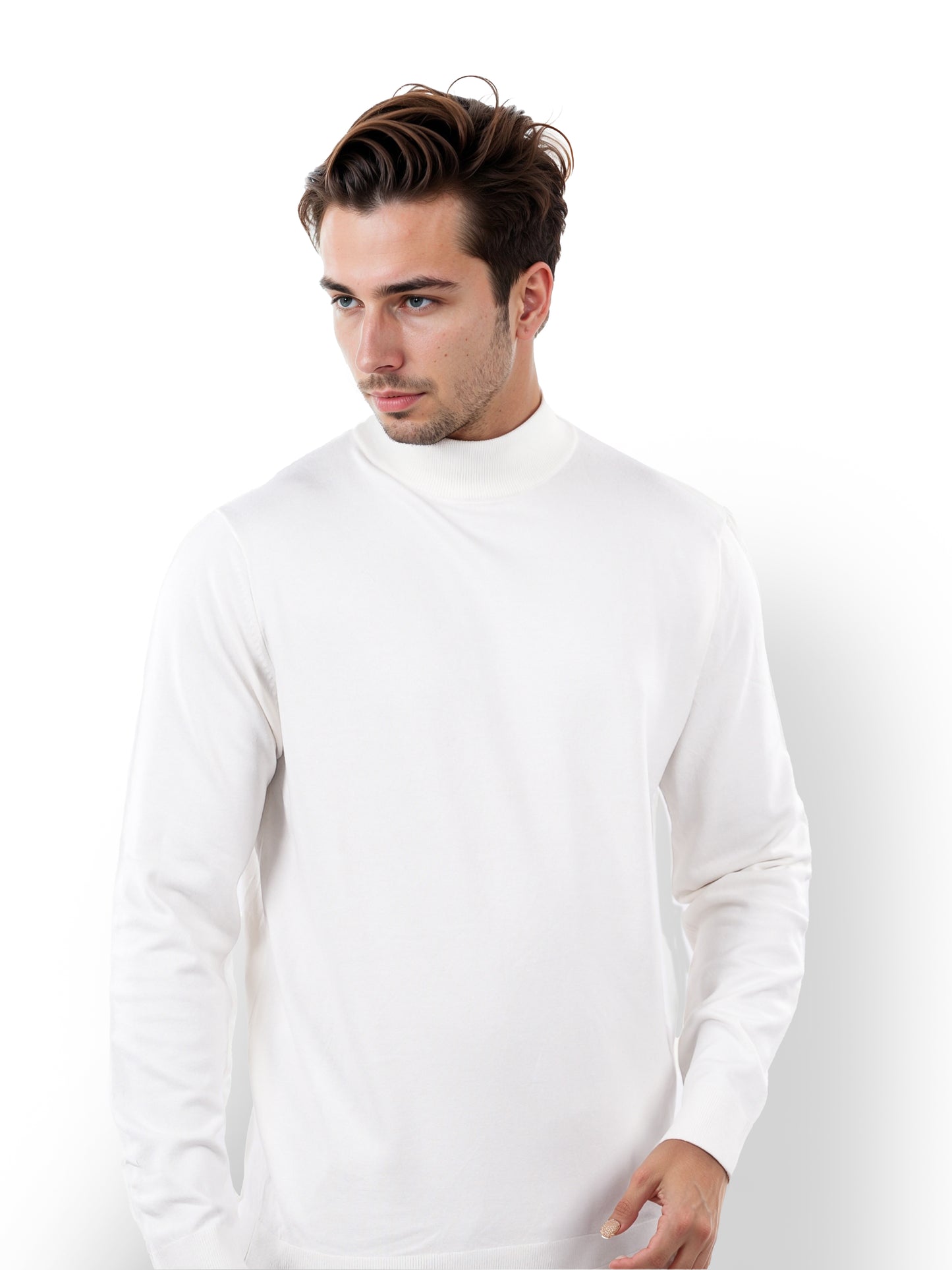 Celio* Solid Regular Fit Viscose White Sweater