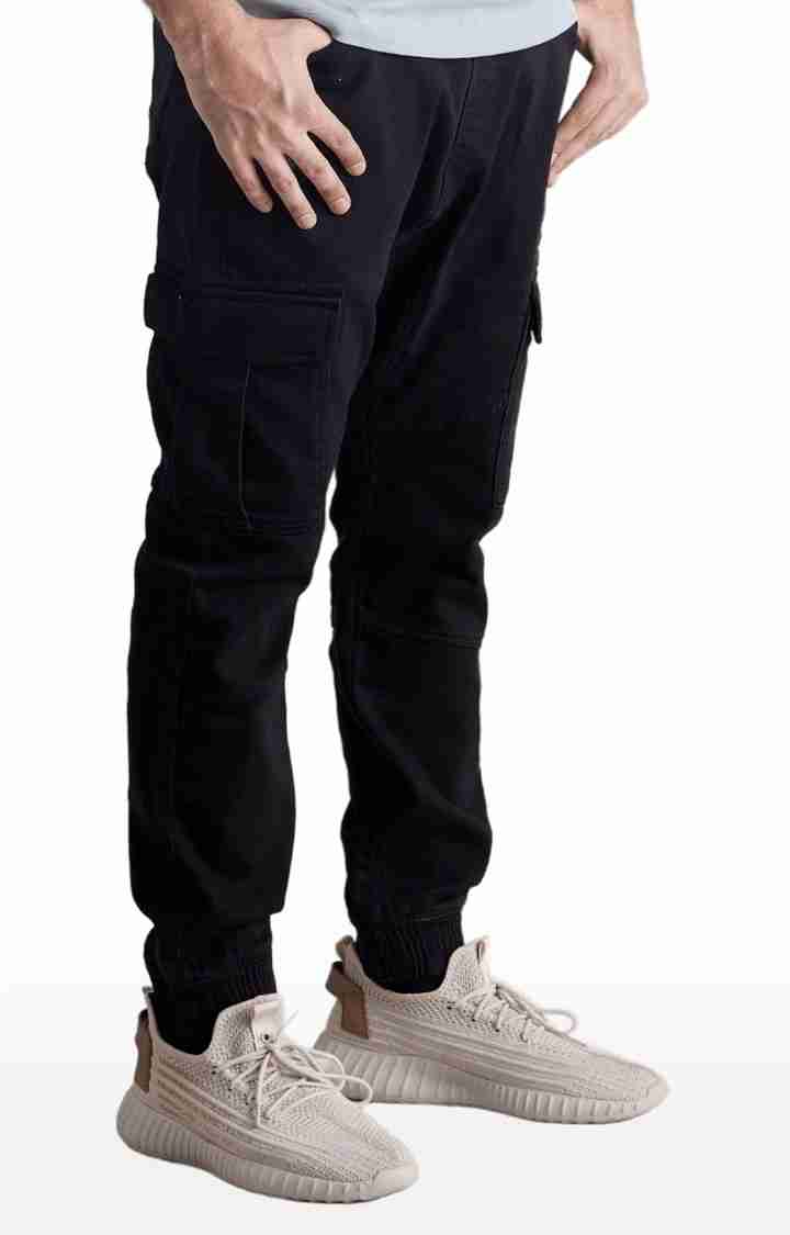 Celio* Cotton-Blend Regular Fit Black Trouser