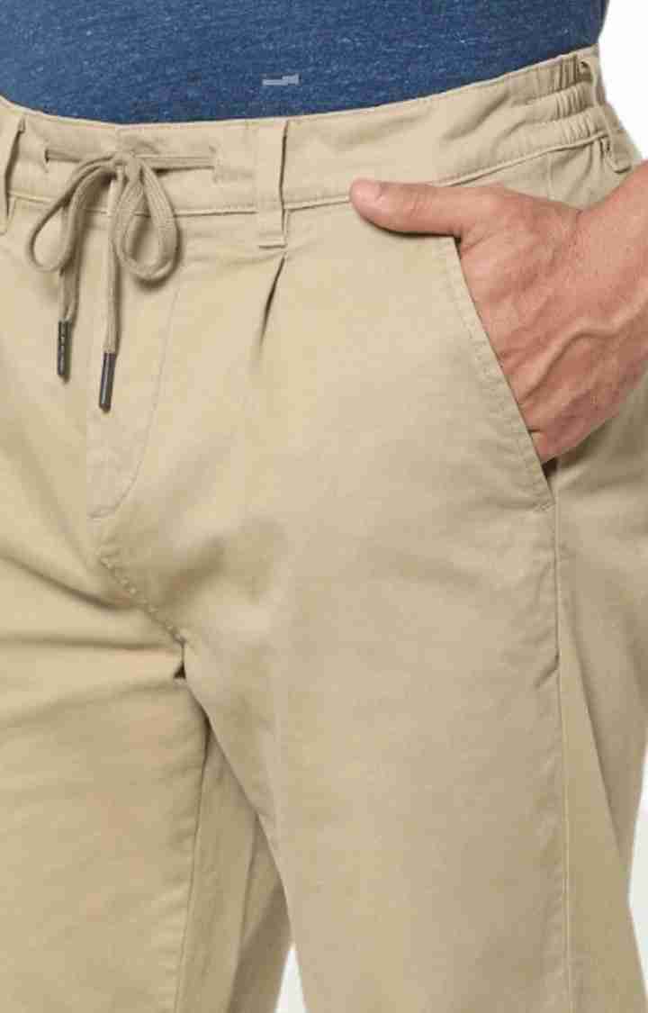 Celio* Cotton Regular Fit Beige Trouser