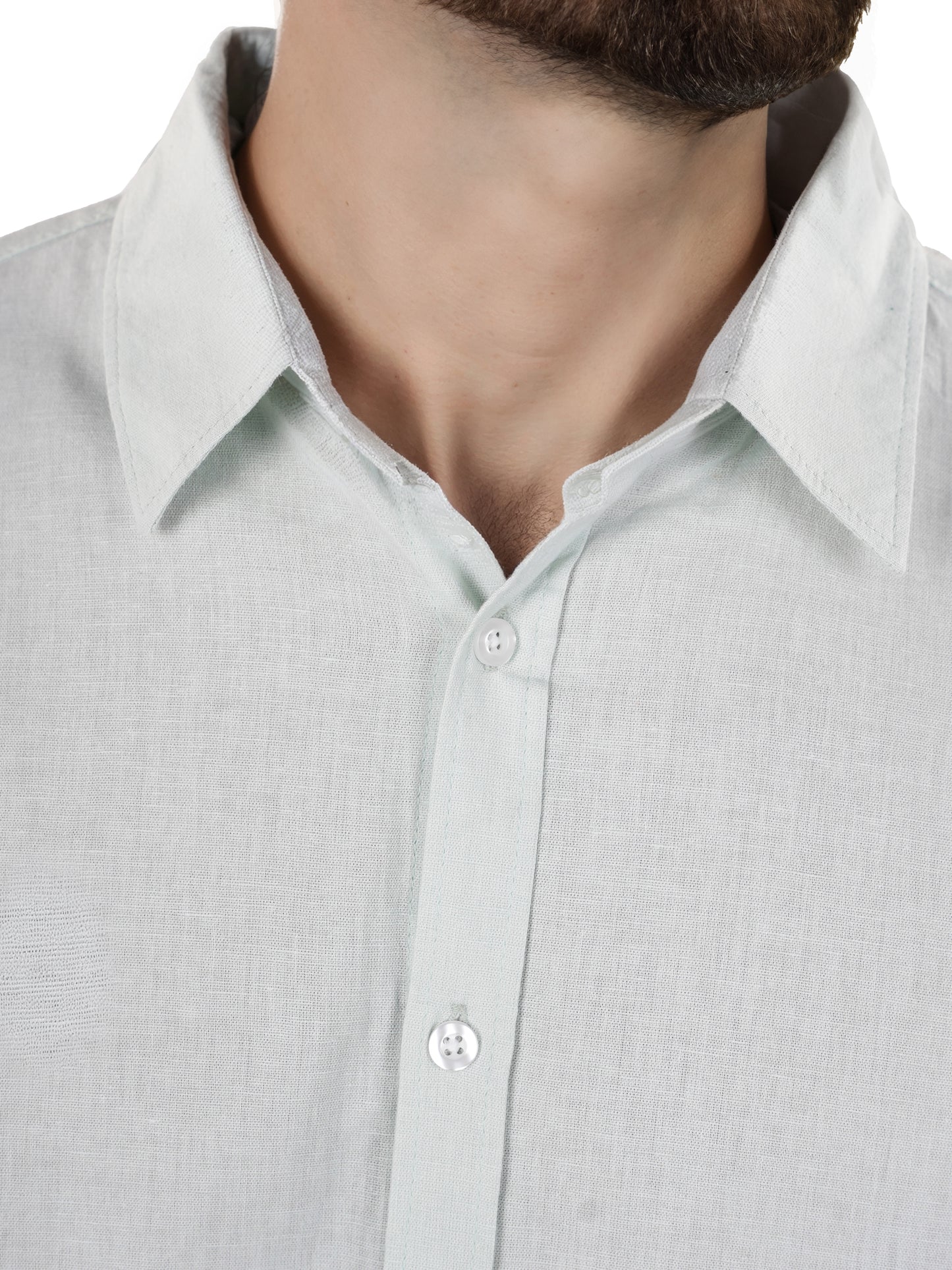 Celio* Solid Regular Fit Linen Green Shirt