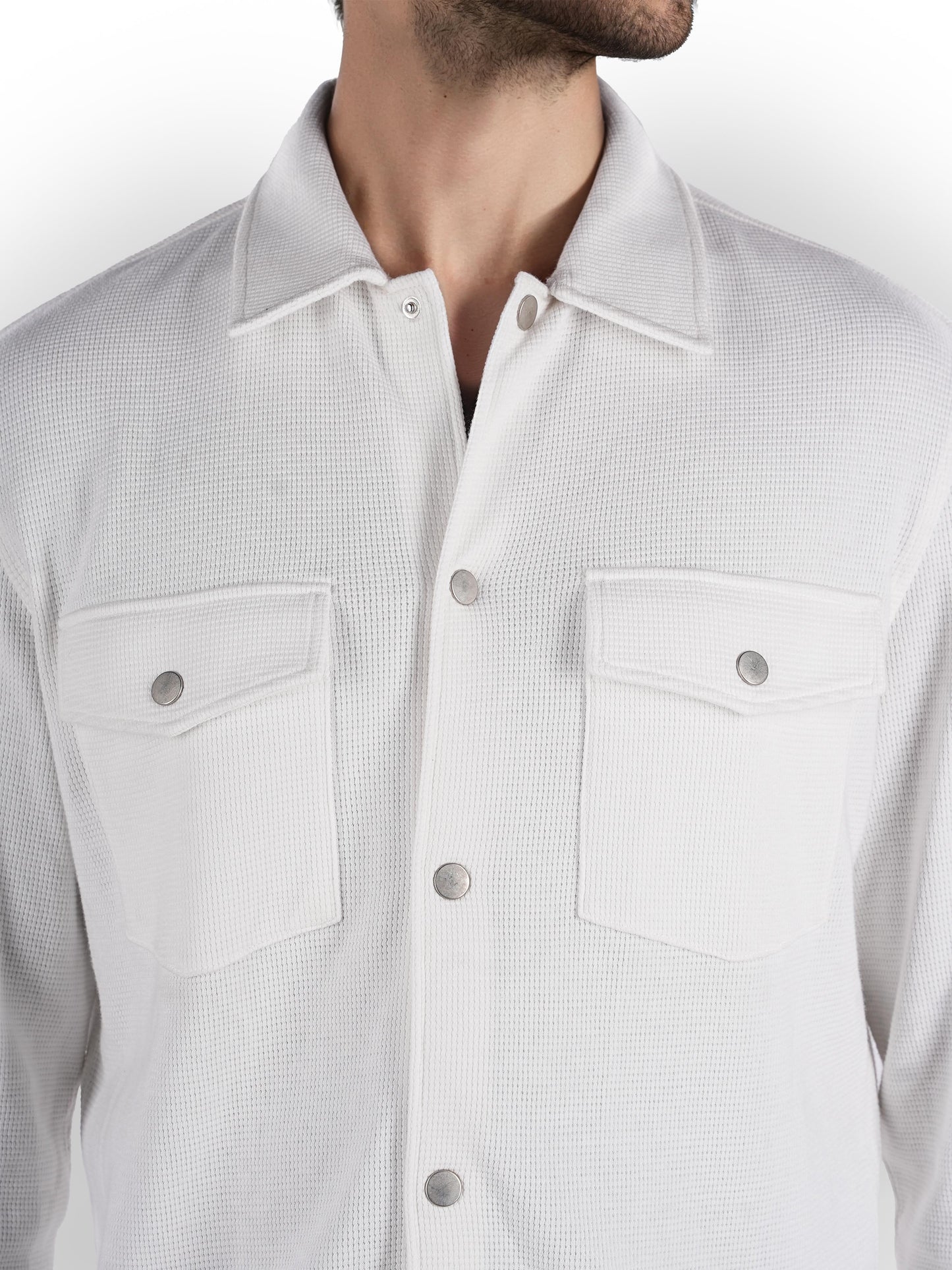 Celio* Solid Oversized Cotton Off White Shirt