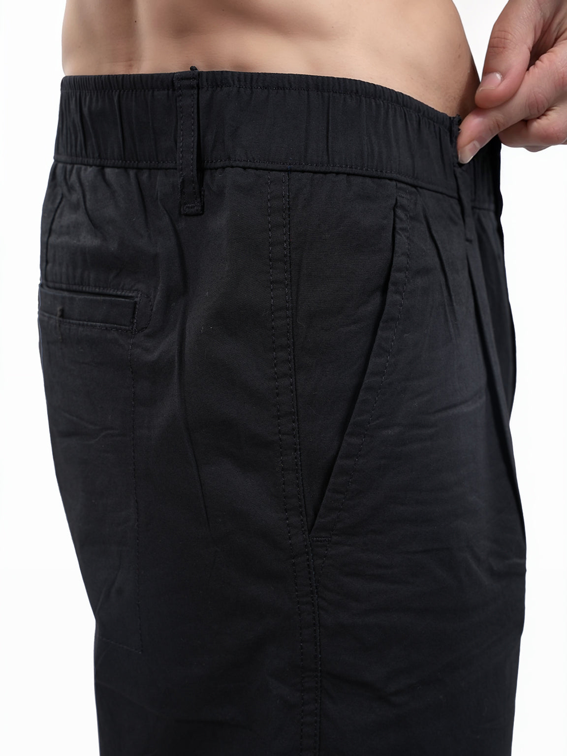 Celio* Cotton Straight Fit Black Trouser