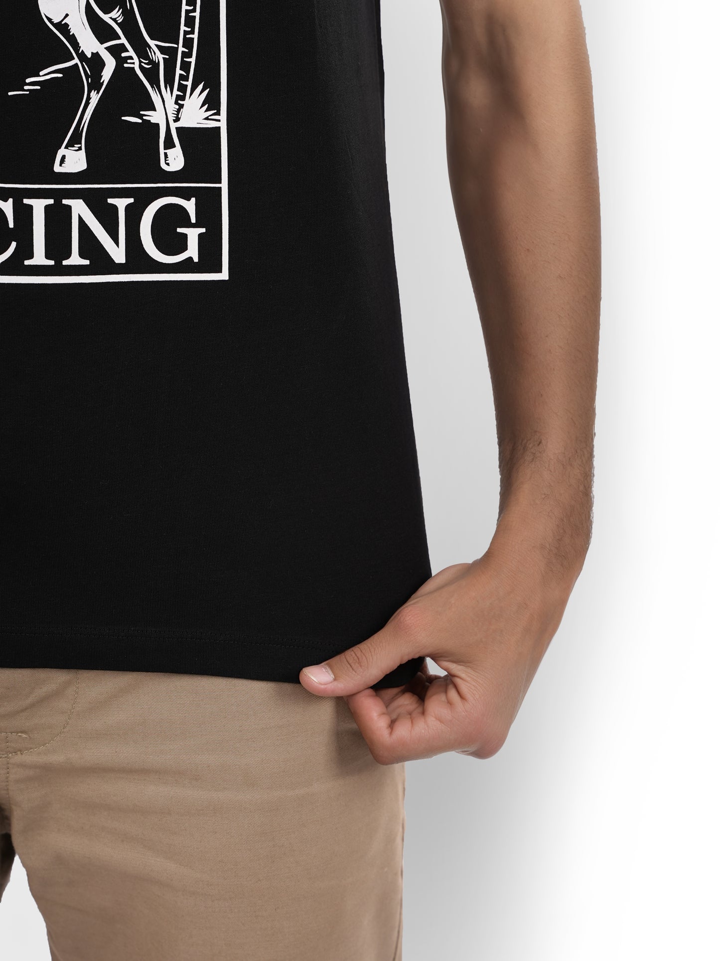 Celio* Printed Regular Fit Cotton Black T-Shirt