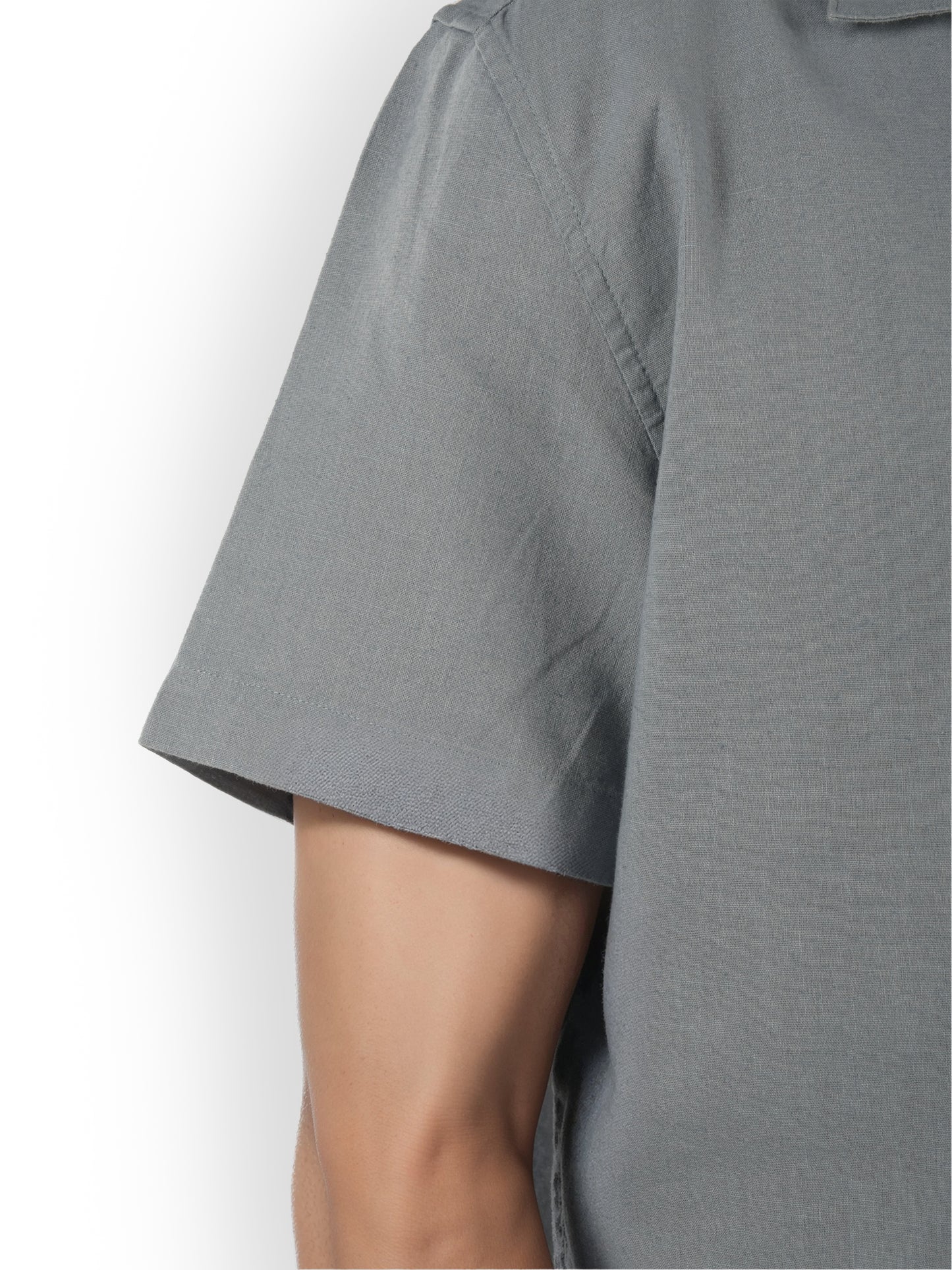 Celio* Solid Regular Fit Linen Blue Shirt