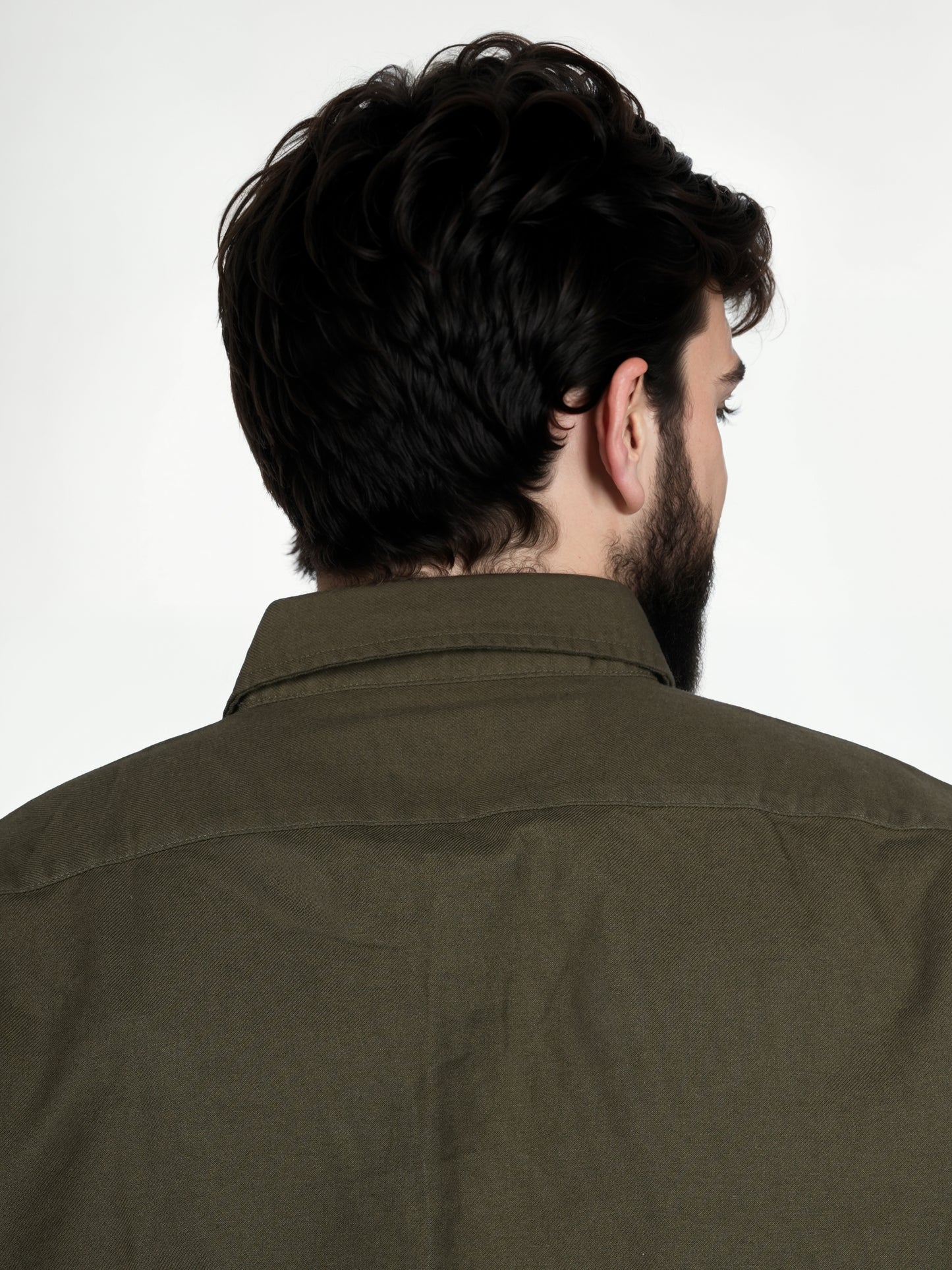 Celio* Solid Regular Fit Cotton Olive Shirt