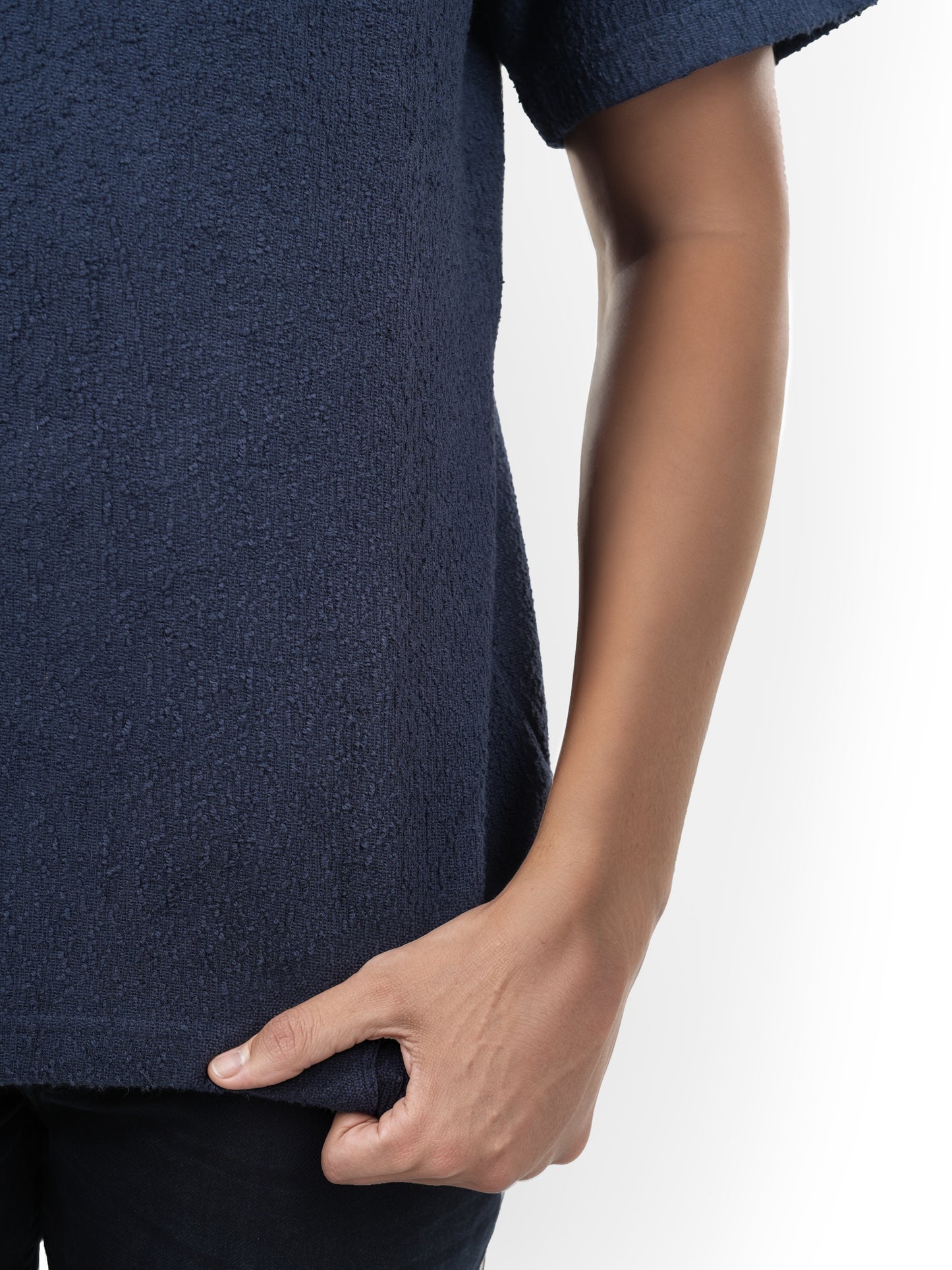 Celio* Solid Boxy Fit Cotton Navy Blue T-Shirt