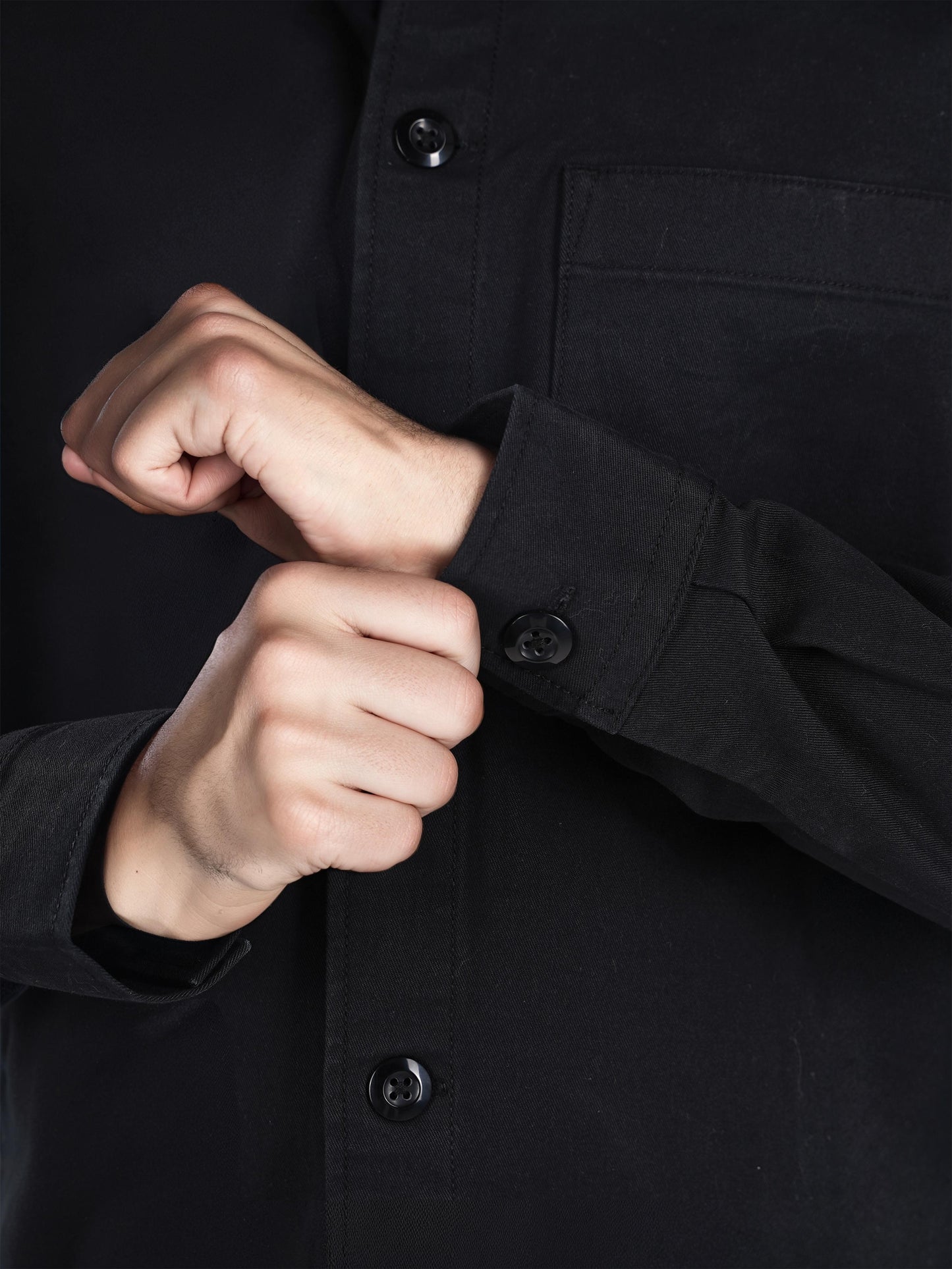 Celio* Solid Oversized Cotton Black Shirt