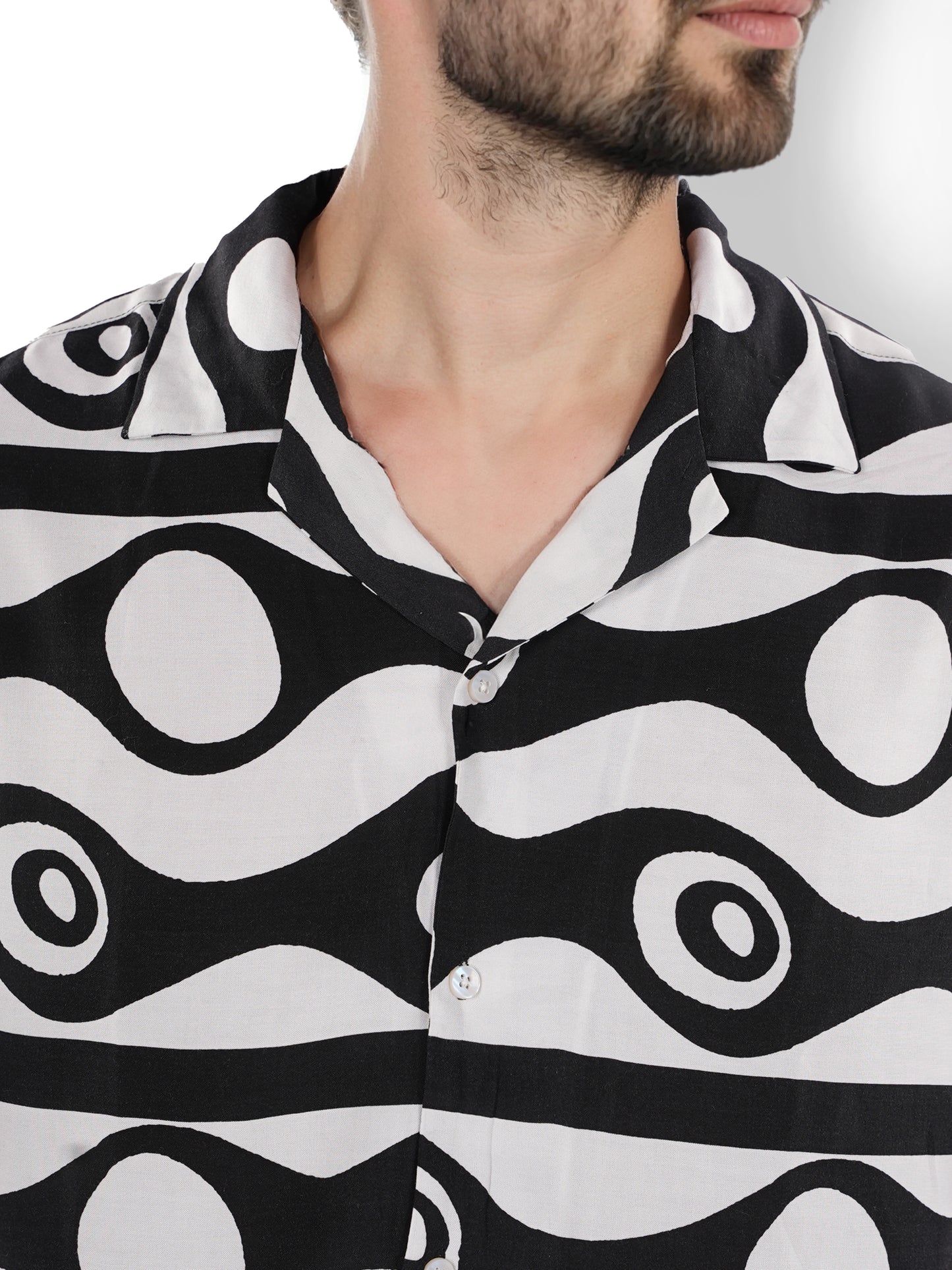 Celio* Printed Regular Fit Viscose Black Shirt