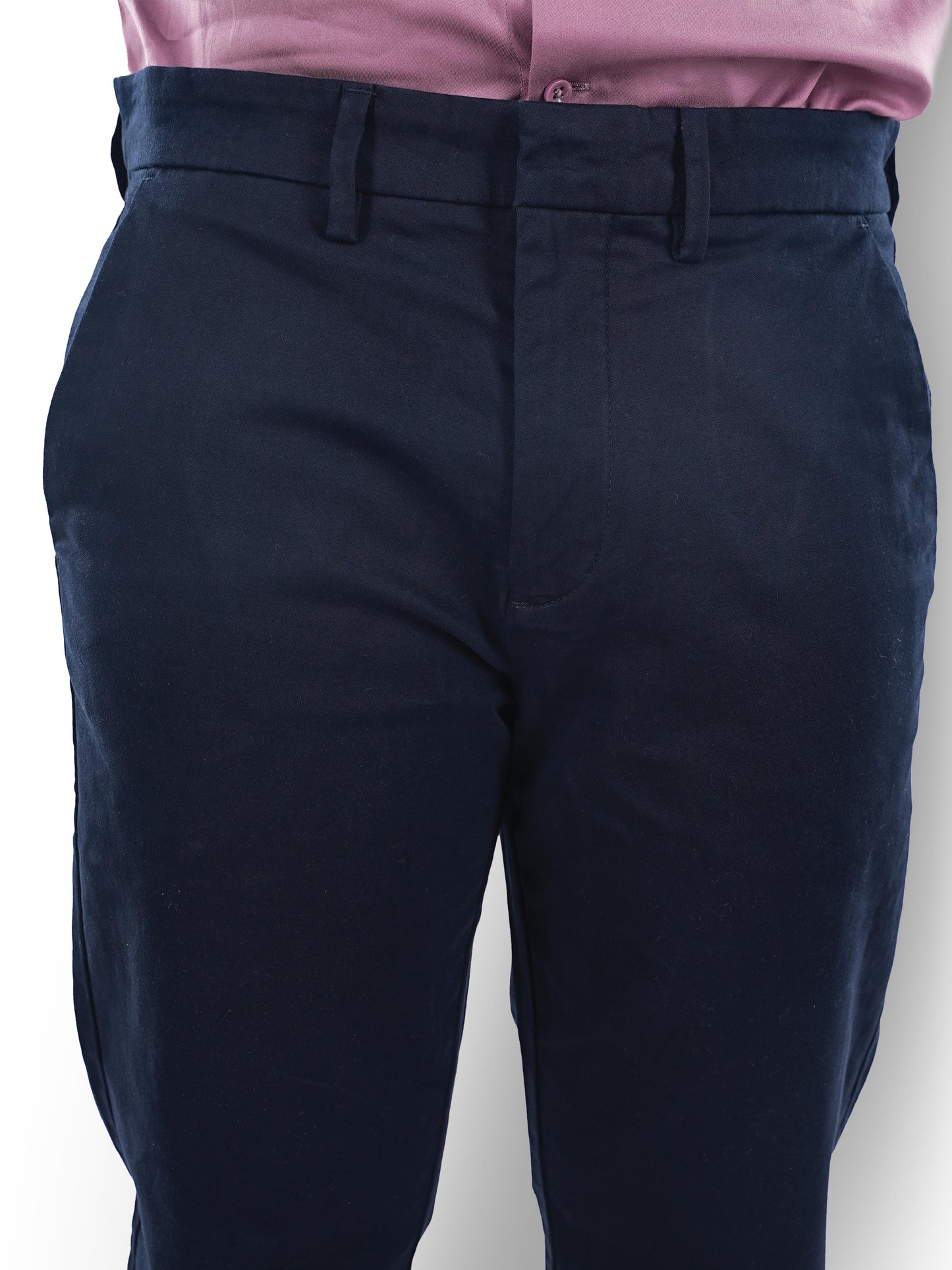 Celio* Cotton Straight Fit Navy Blue Trouser