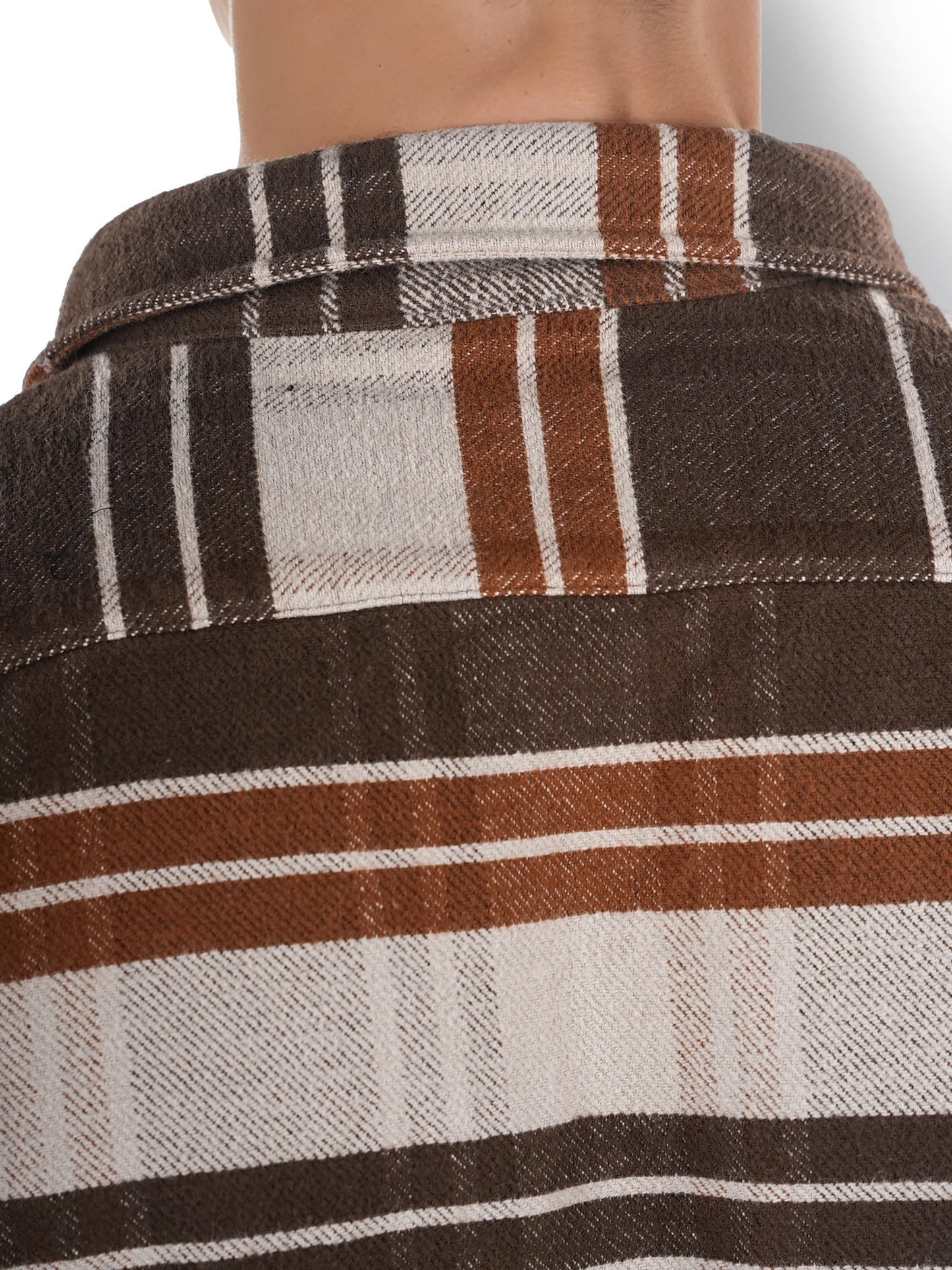 Celio* Striped Regular Fit Cotton Brown Shirt