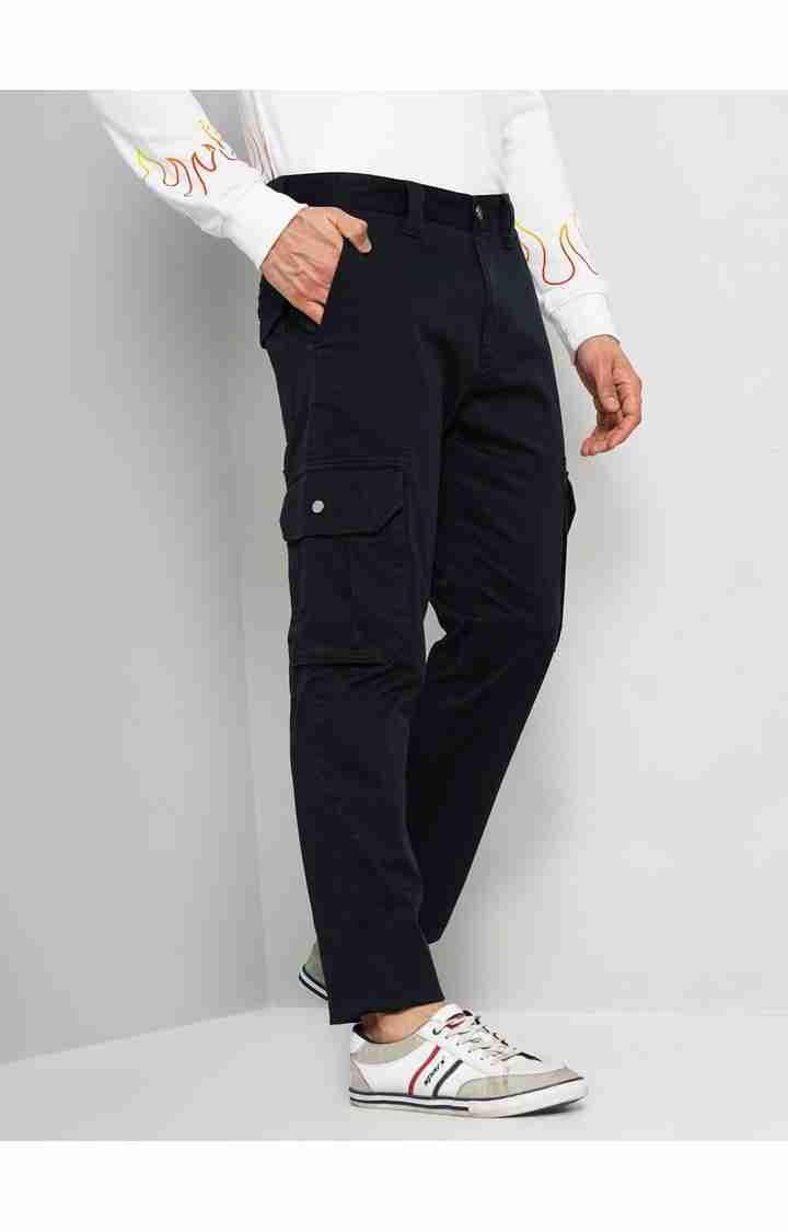 Celio* Cotton-Blend Regular Fit Black Trouser