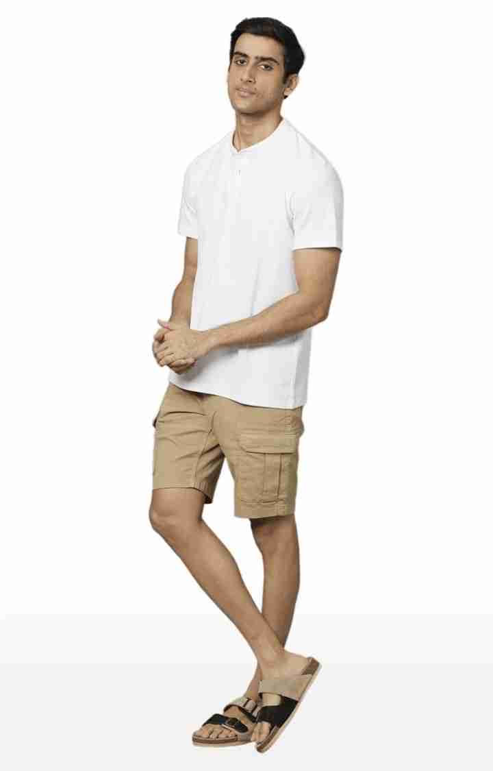 Celio* Cotton-Blend Regular Fit Khaki Shorts