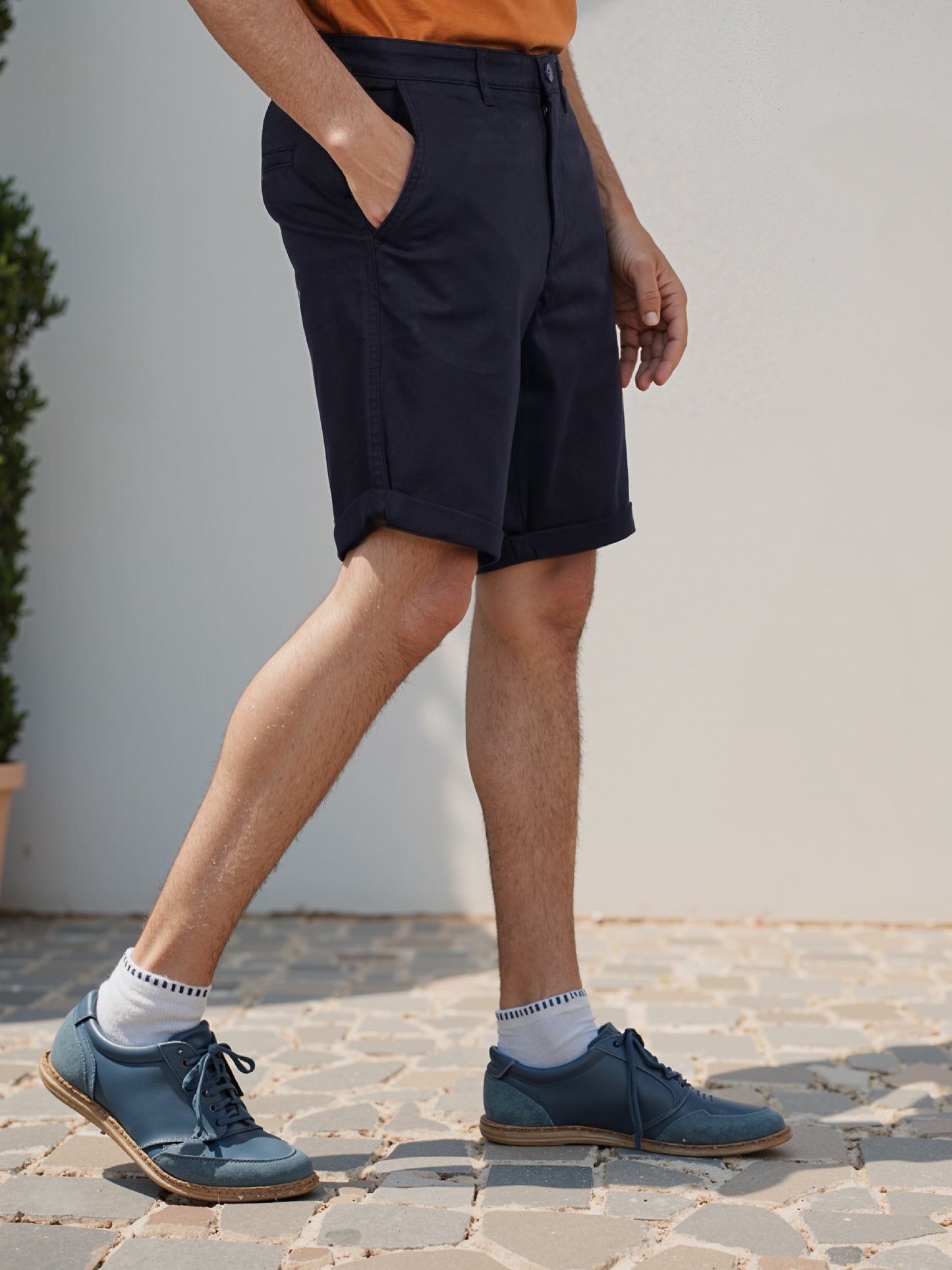 Celio* Cotton Regular Fit Black Bermuda