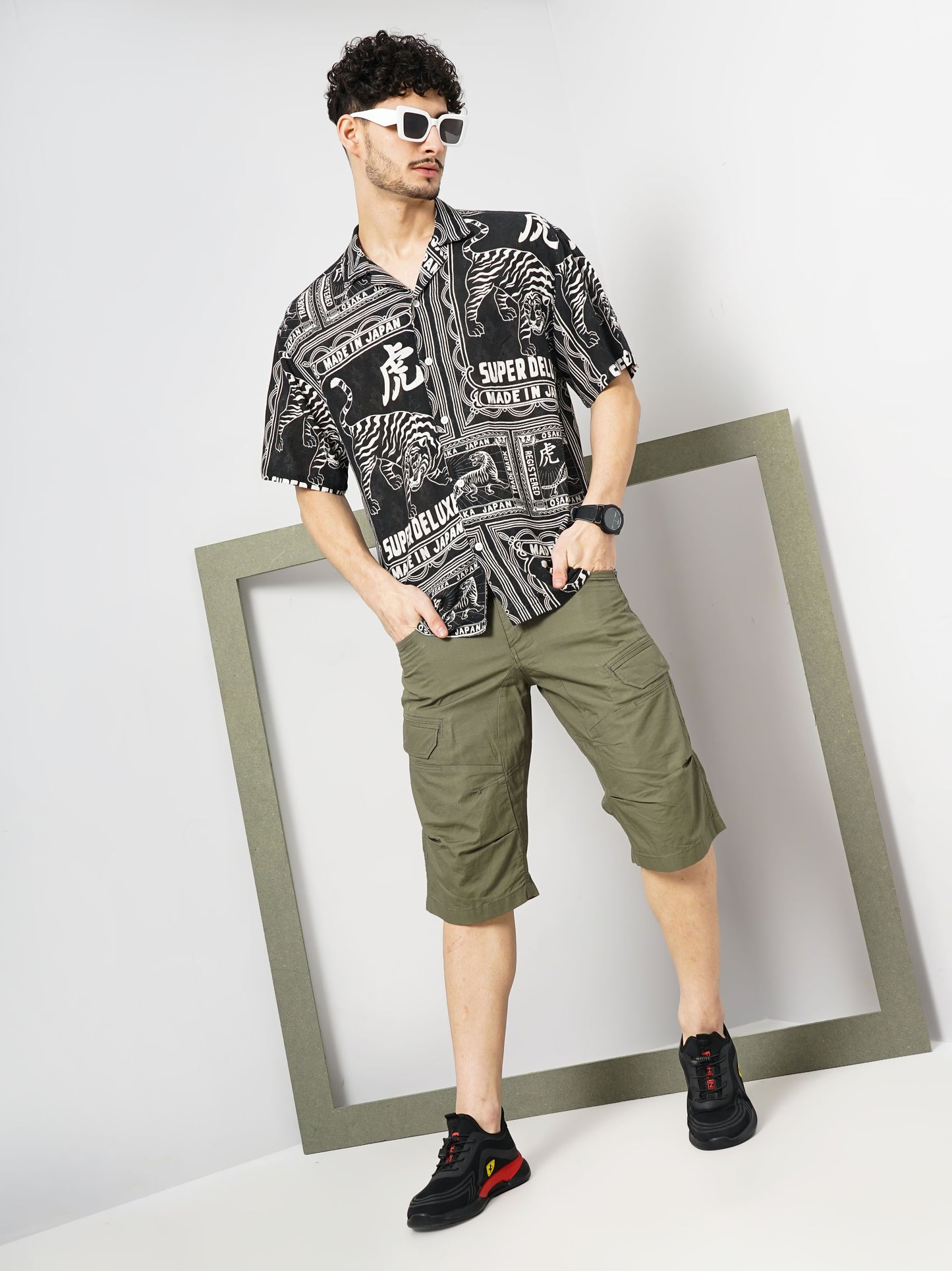 Celio* Cotton Regular Fit Khaki Shorts