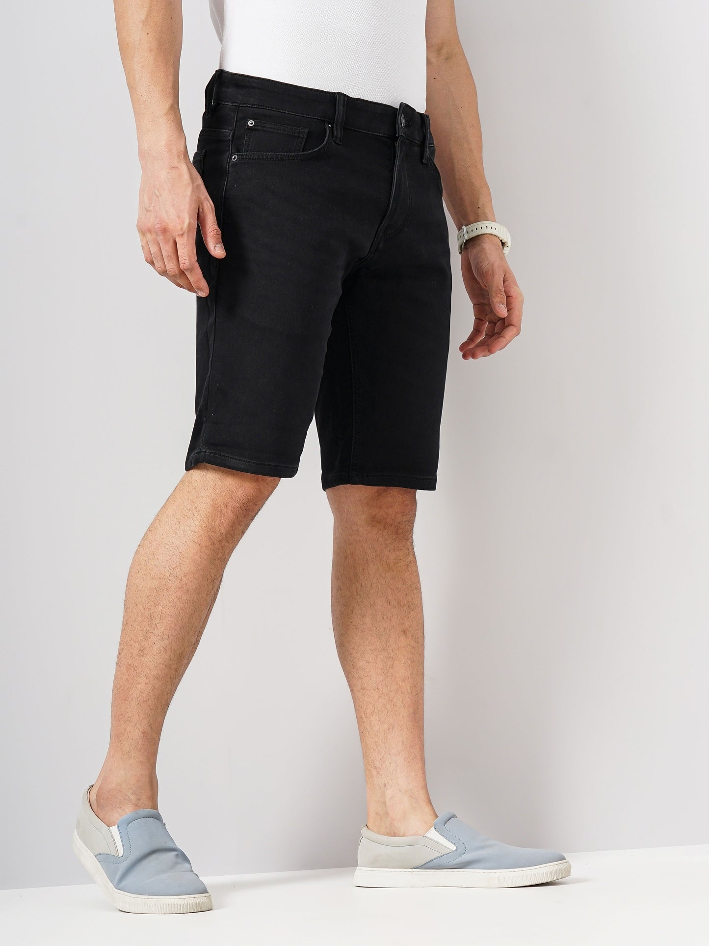 Celio* Cotton Regular Fit Black Shorts