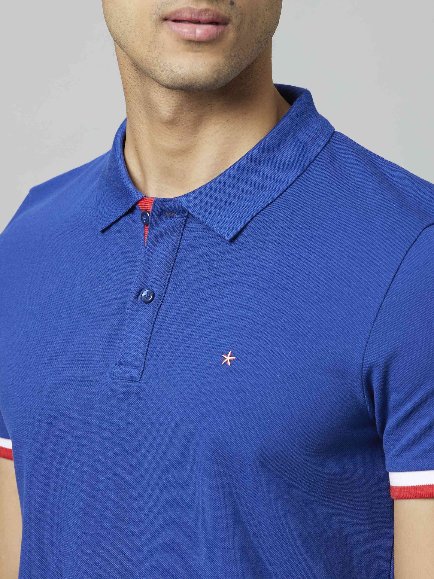 Celio Men Blue Solid Regular Fit Cotton T-Shirts