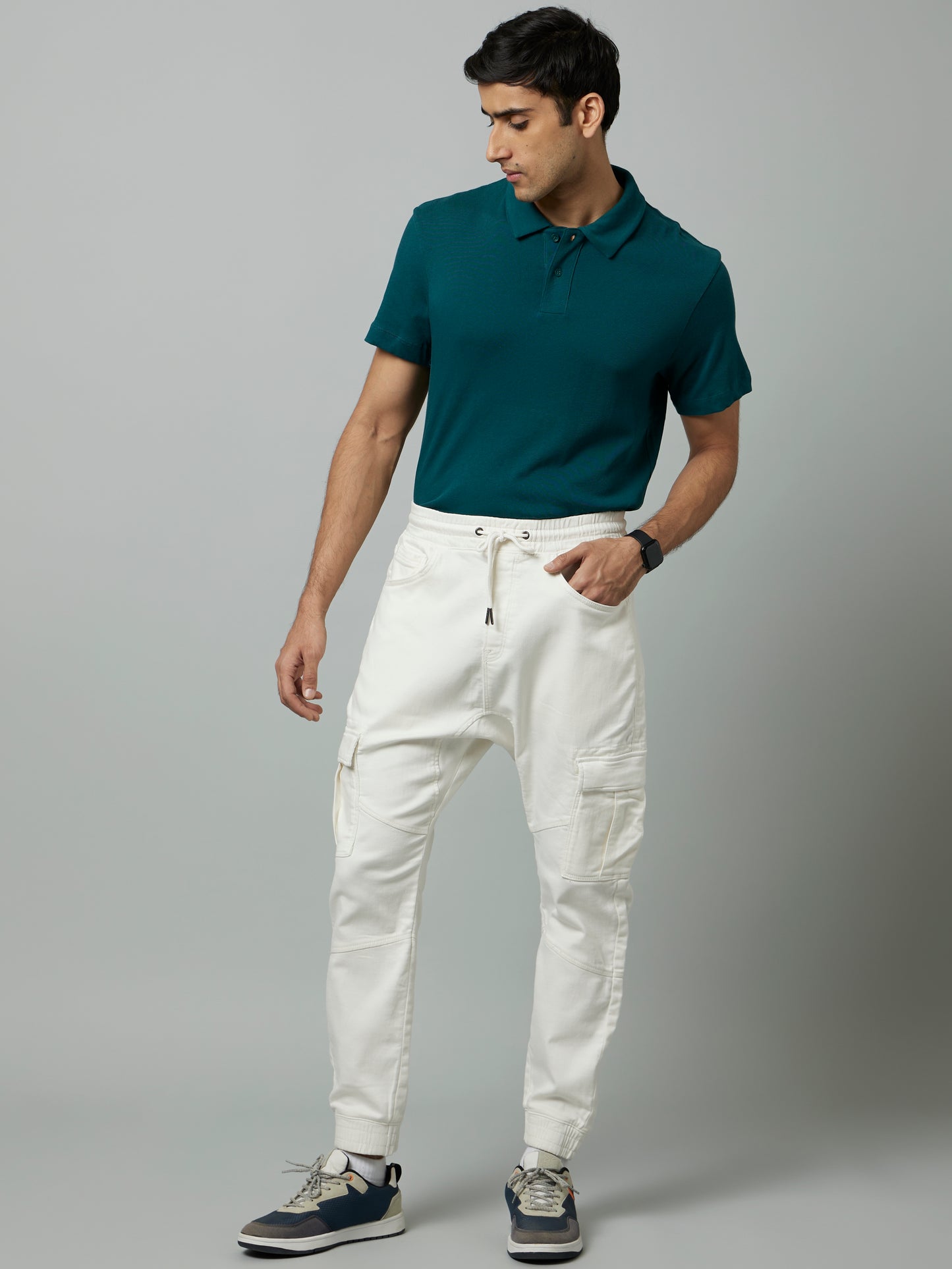 Celio* Cotton Jogger Fit Beige Trouser