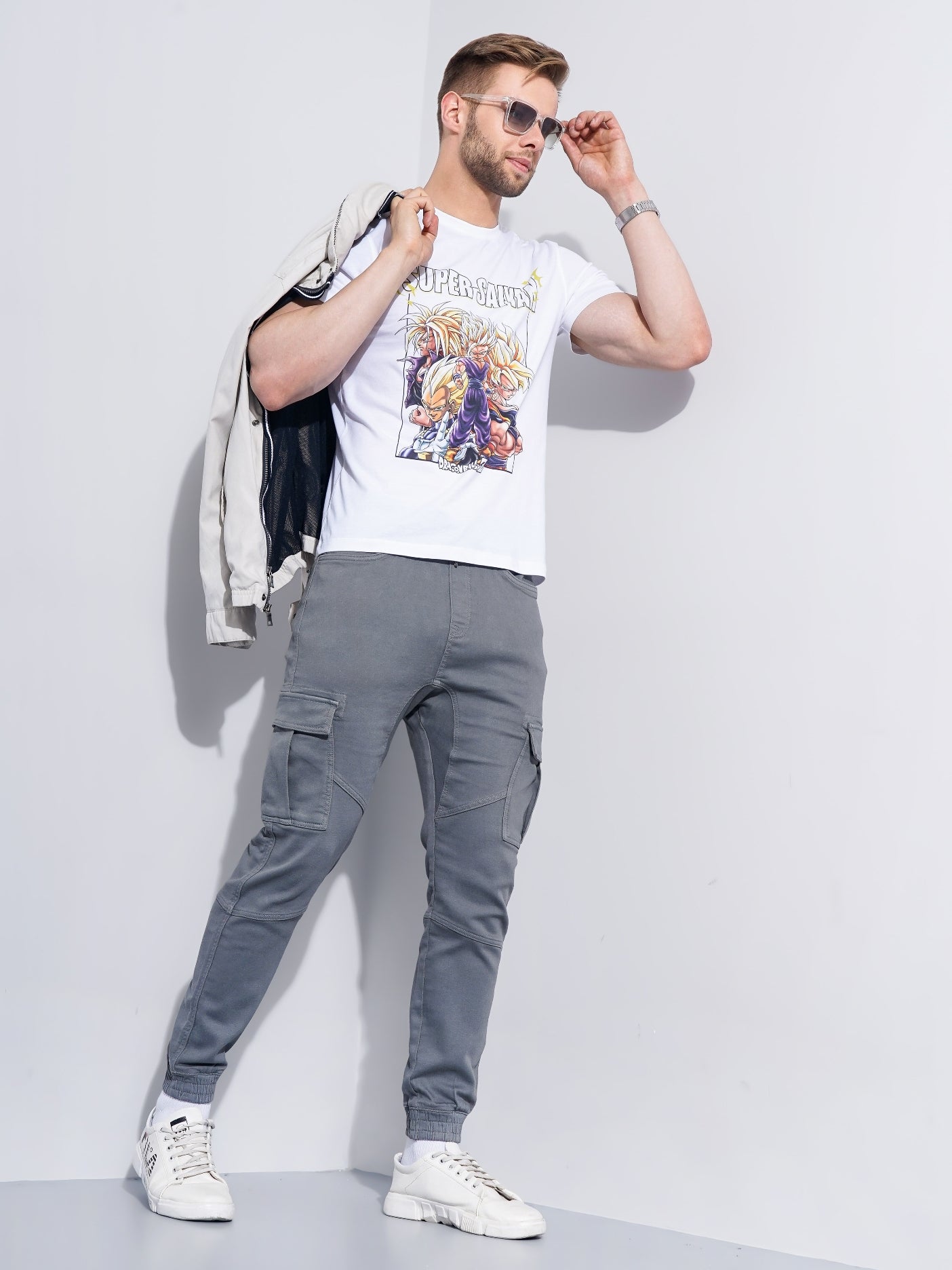 Celio* Cotton Jogger Fit Grey Trouser