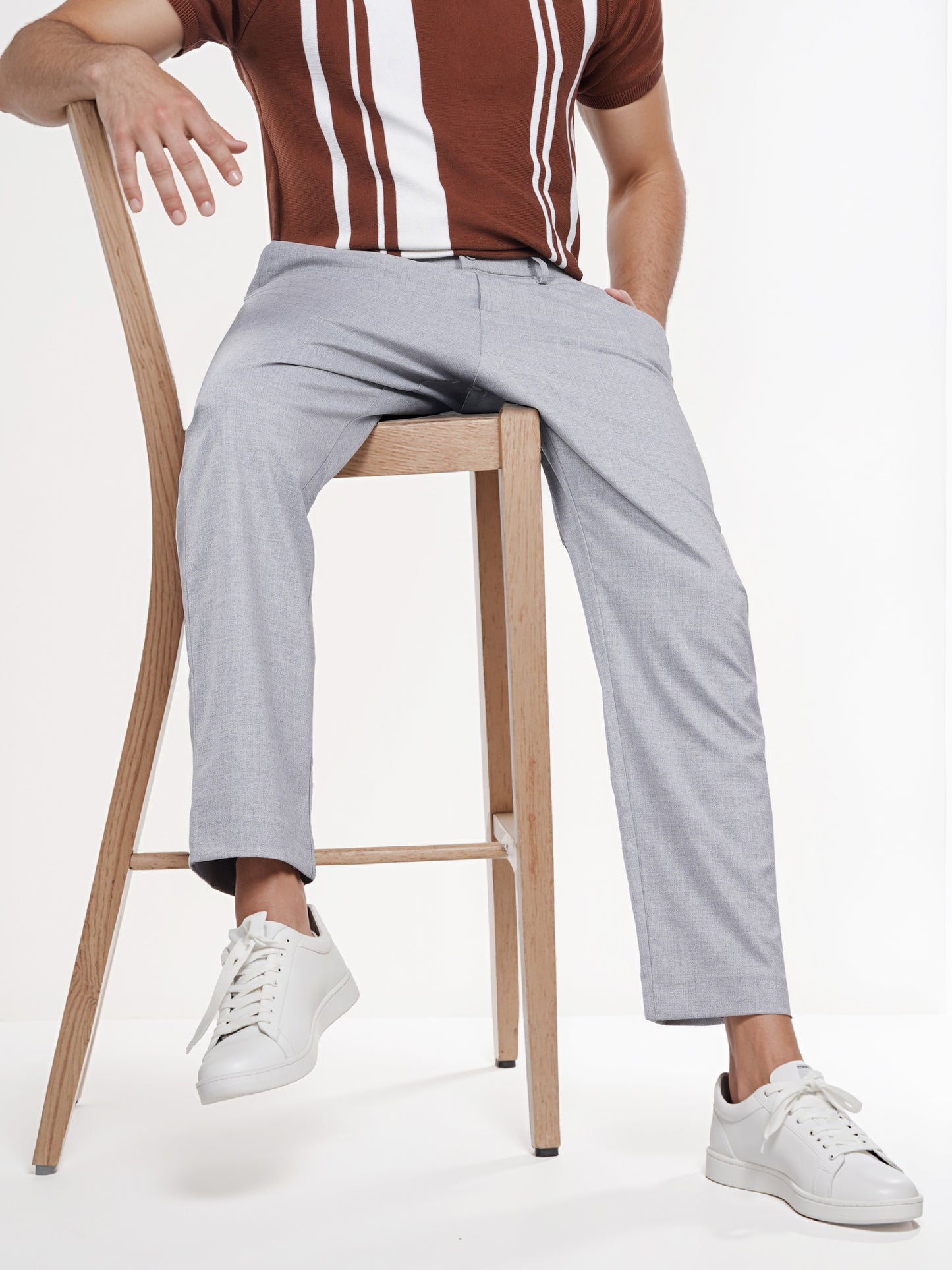 Celio* Men Grey Solid Regular Fit Polyester Trouser