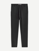 Slim Fit Polyester Trousers - Black