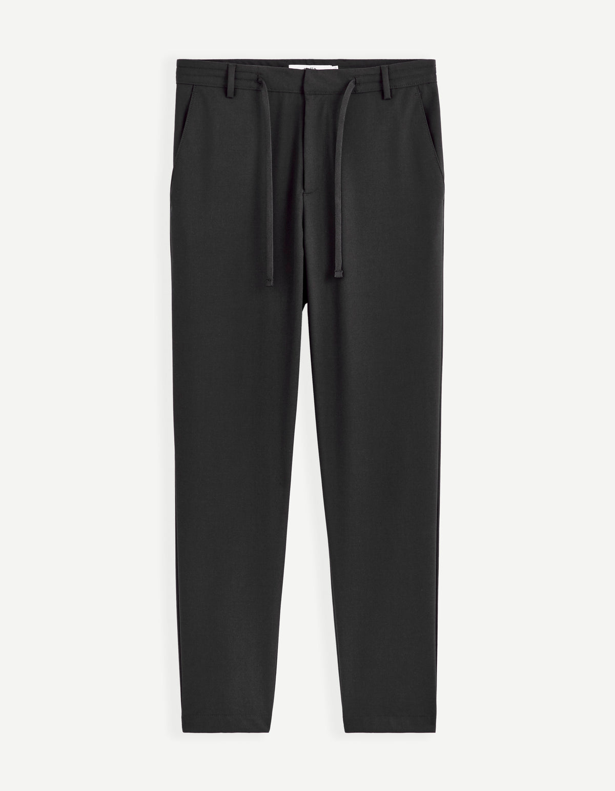 Slim Fit Polyester Trousers - Black