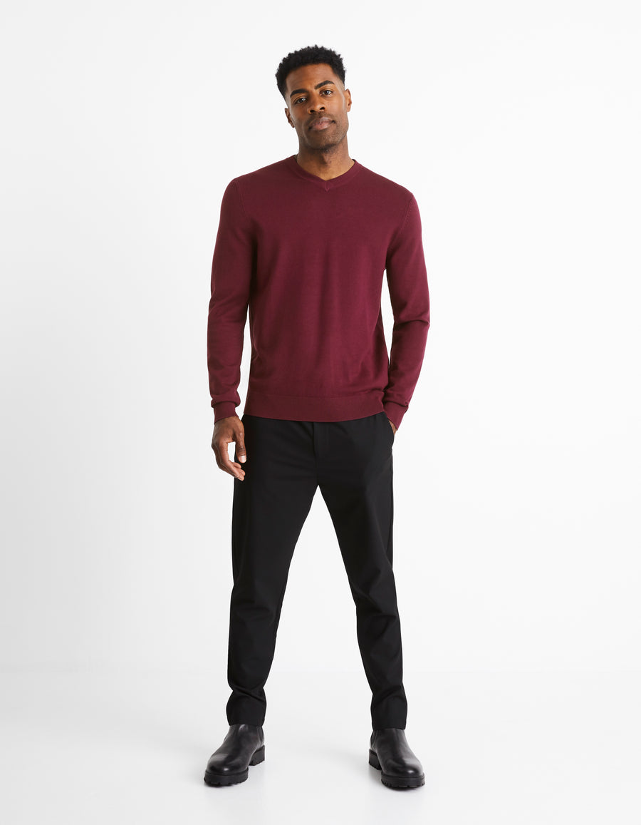 Slim Fit Polyester Trousers - Black