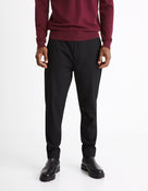 Slim Fit Polyester Trousers - Black