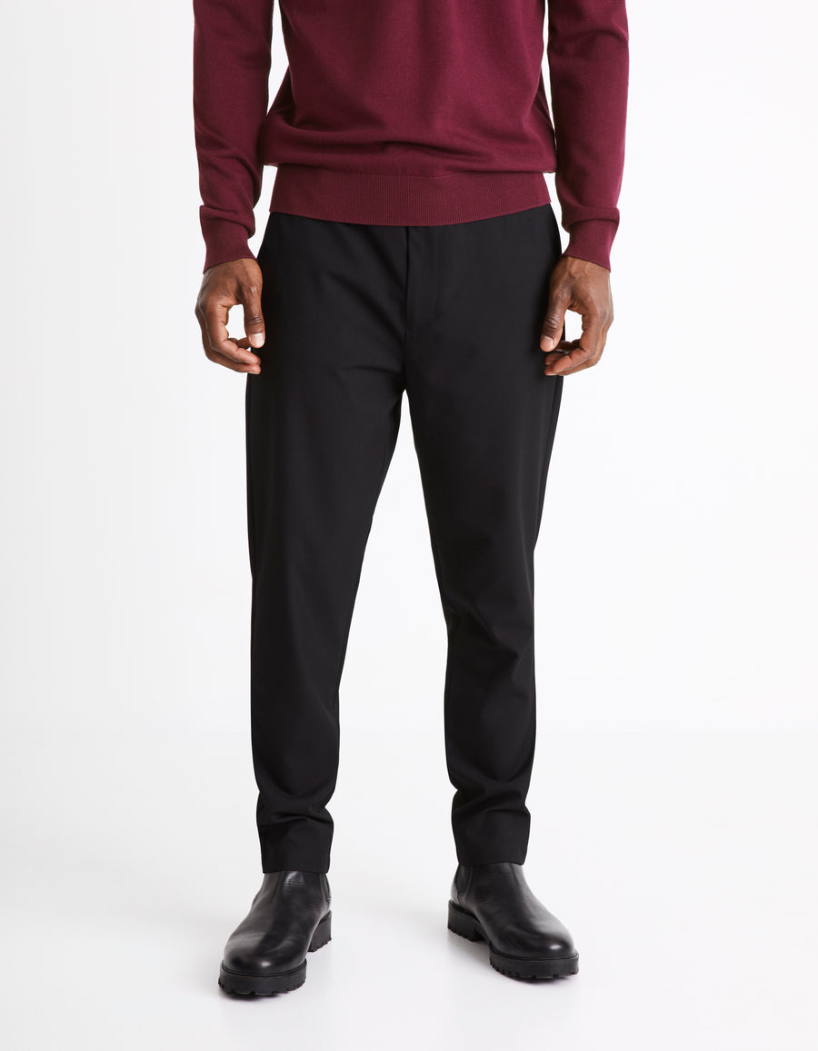 Slim Fit Polyester Trousers - Black