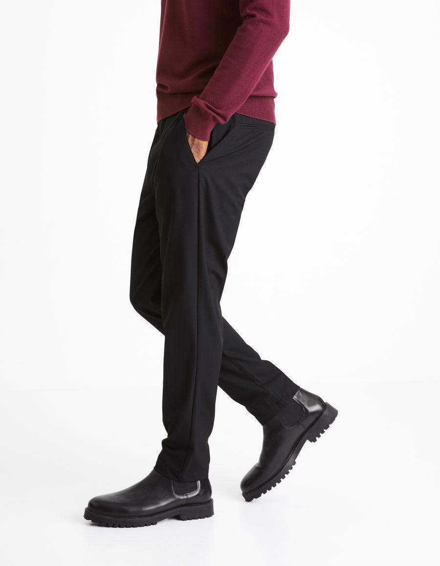 Slim Fit Polyester Trousers - Black