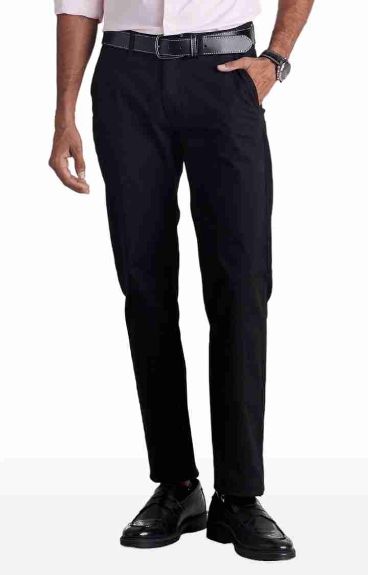 Celio* Cotton-Blend Straight Fit Black Trouser