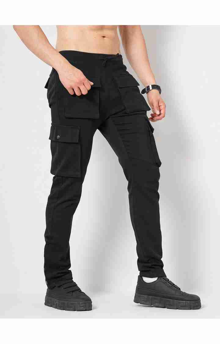 Celio* Cotton-Blend Regular Fit Black Trouser