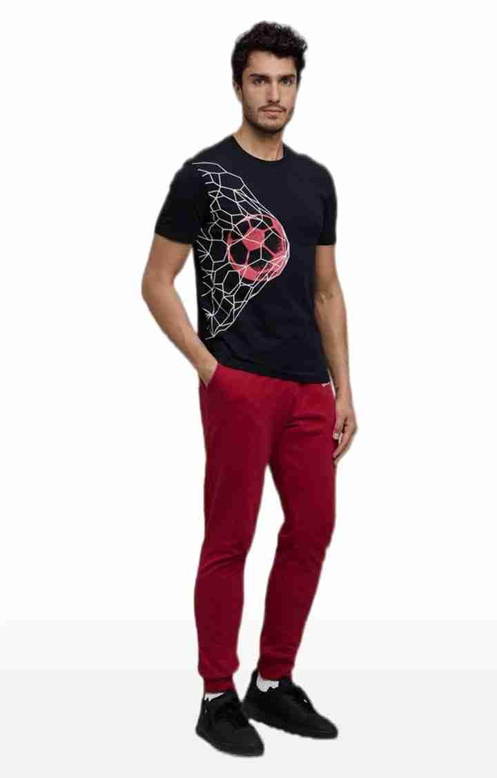 Celio* Printed Cotton Regular Fit Burgundy FIFA Trouser