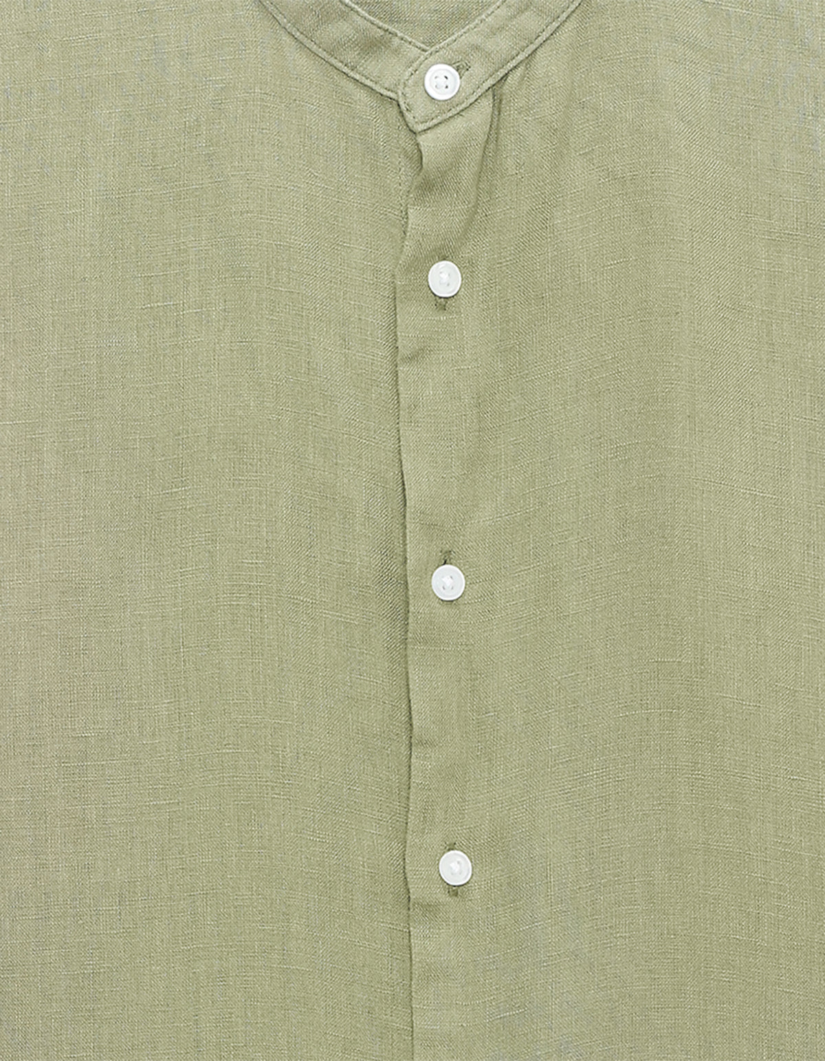 Regular Fit 100% Linen Solid Mao Collar Shirts - Khaki