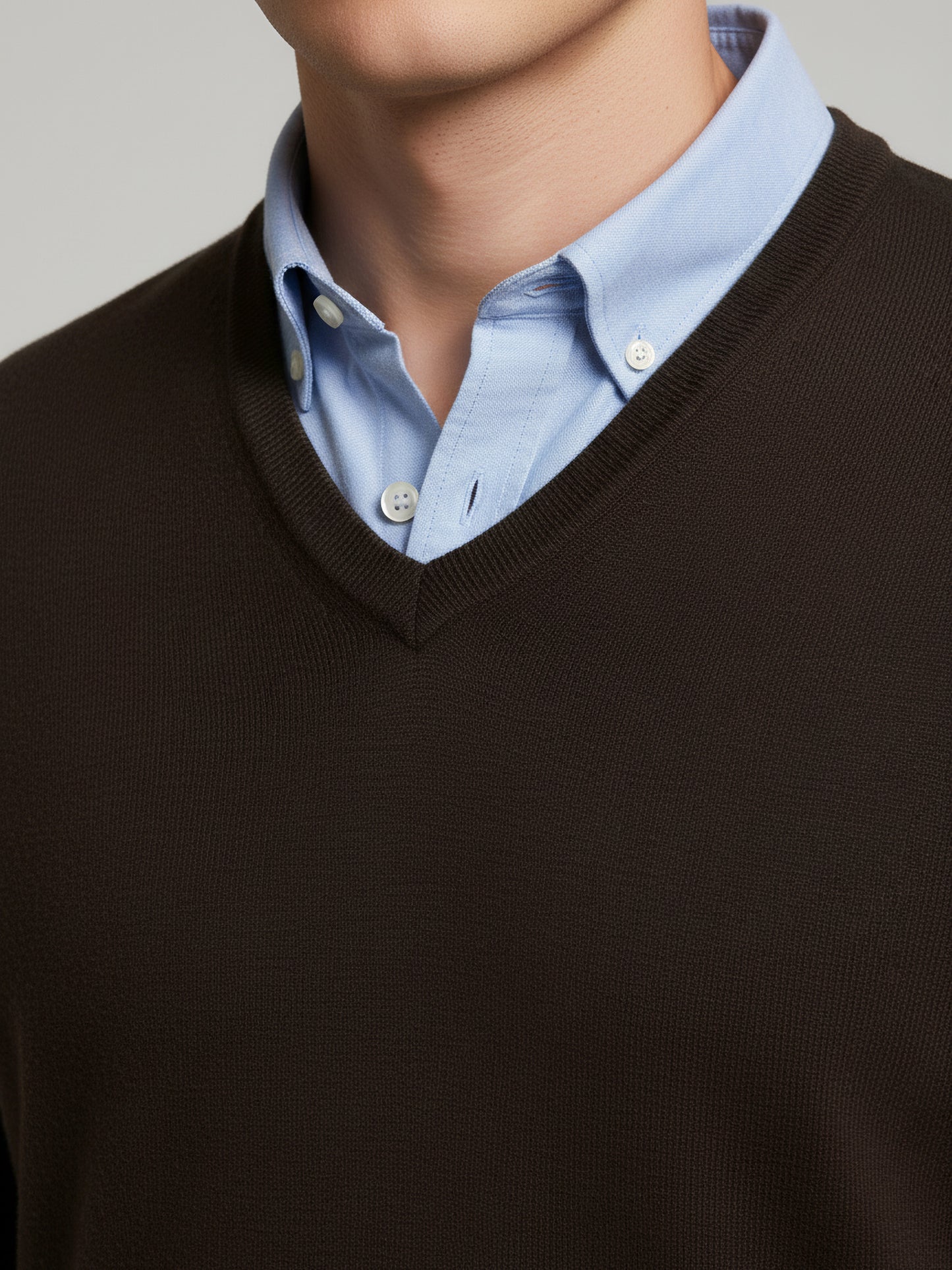 *Celio Men Brown Solid Regular Fit Cotton Sweaters