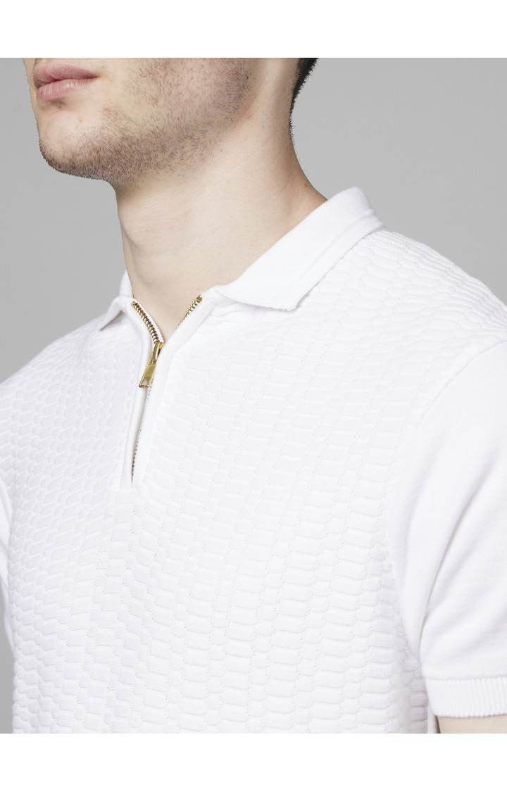 Celio Men White Solid Regular Fit Cotton T-Shirts