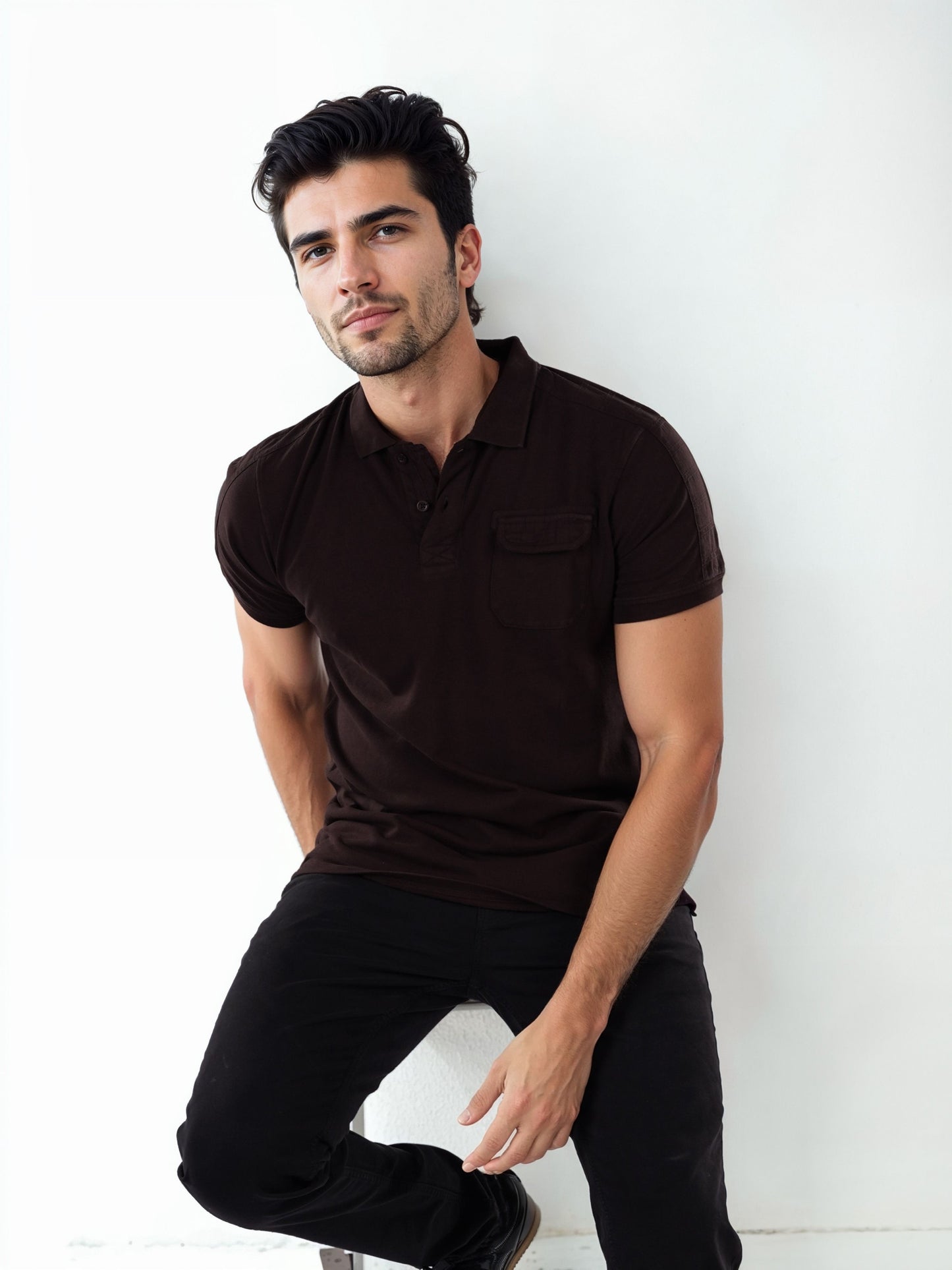 Celio Men Brown Solid Regular Fit Cotton T-Shirts