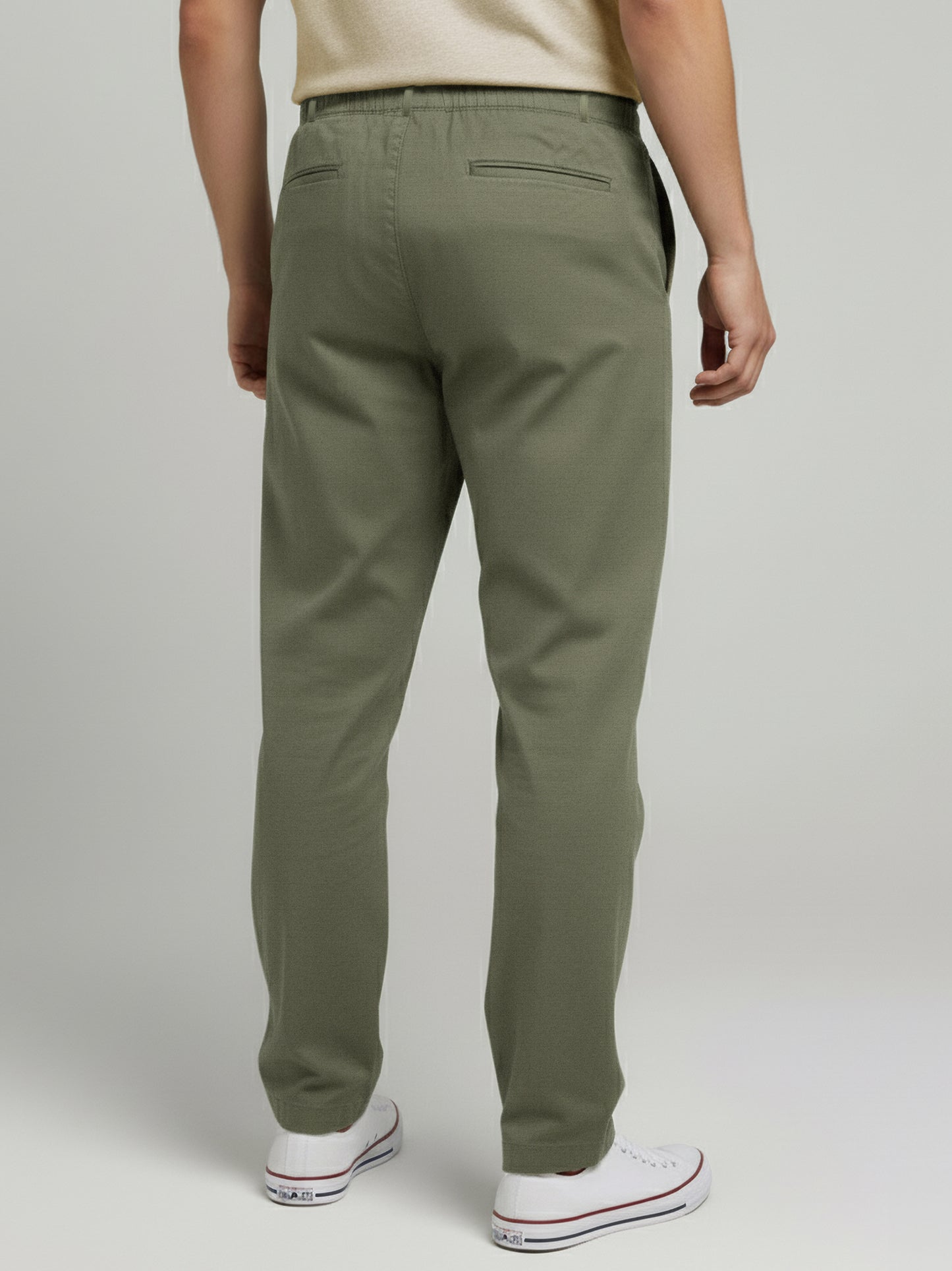 Celio* Men Olive Solid Regular Fit Linen Trousers