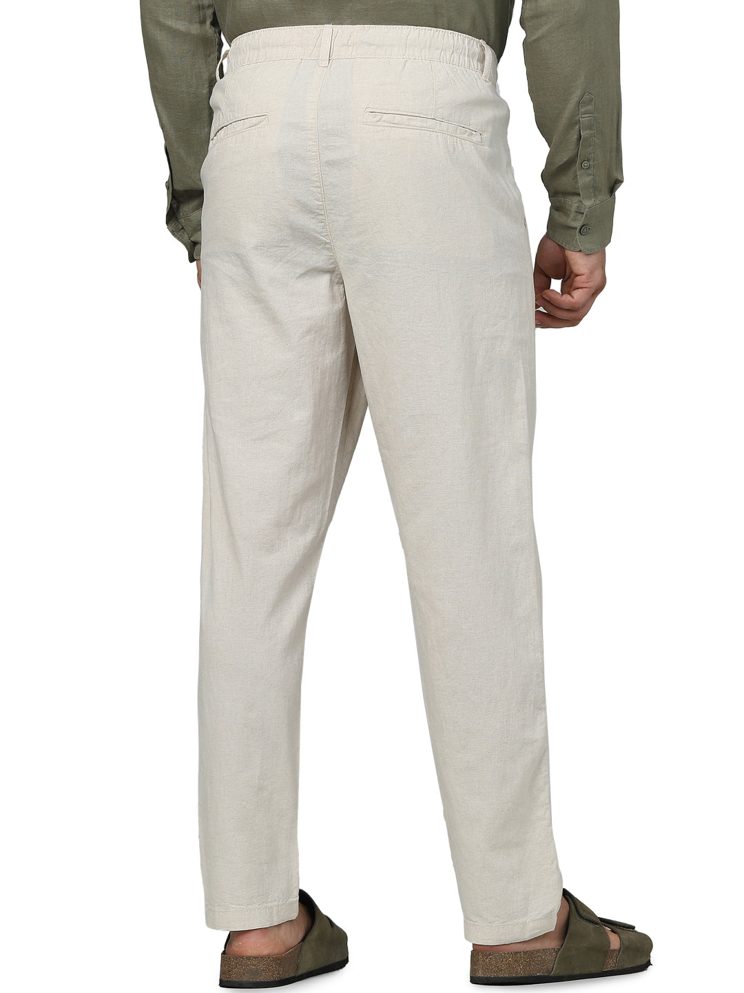 Celio* Linen Regular Fit Off White Trouser