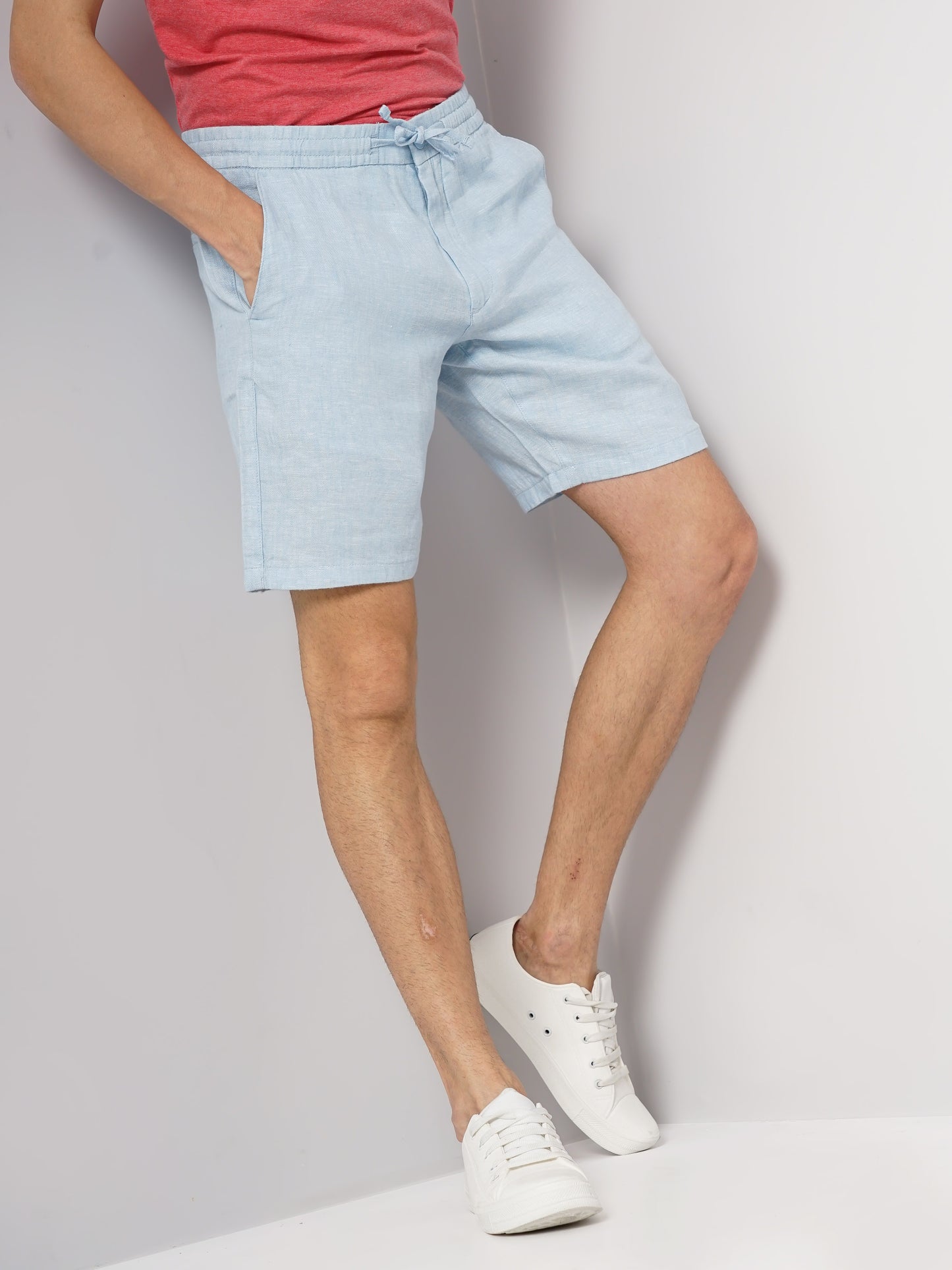 Celio* Linen Regular Fit Blue Shorts