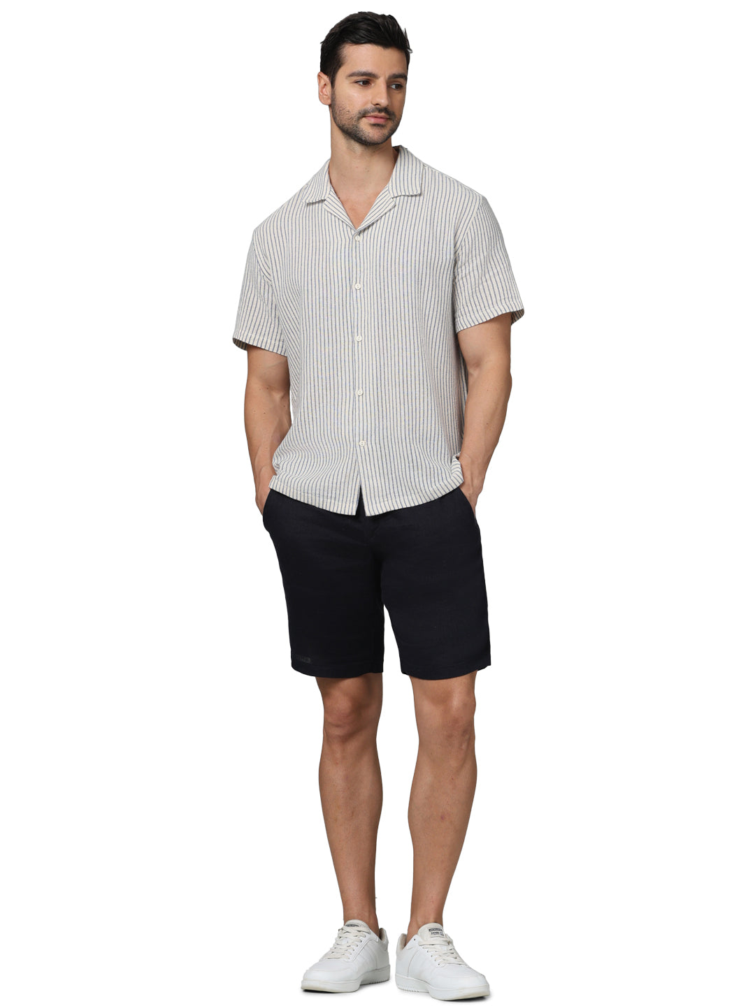 Celio* Linen Regular Fit Navy Blue Shorts