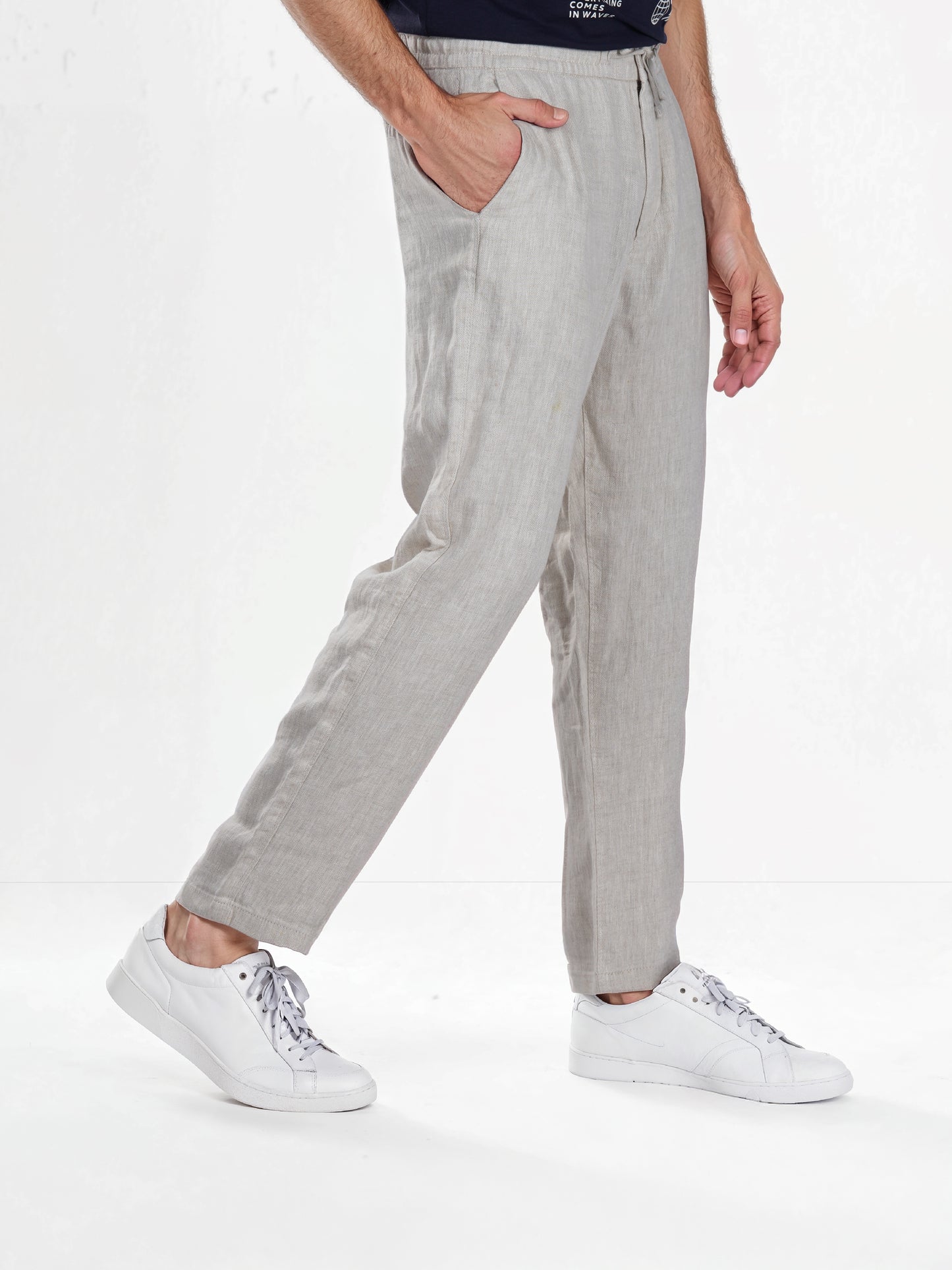 Celio* Linen Straight Fit Grey Trouser